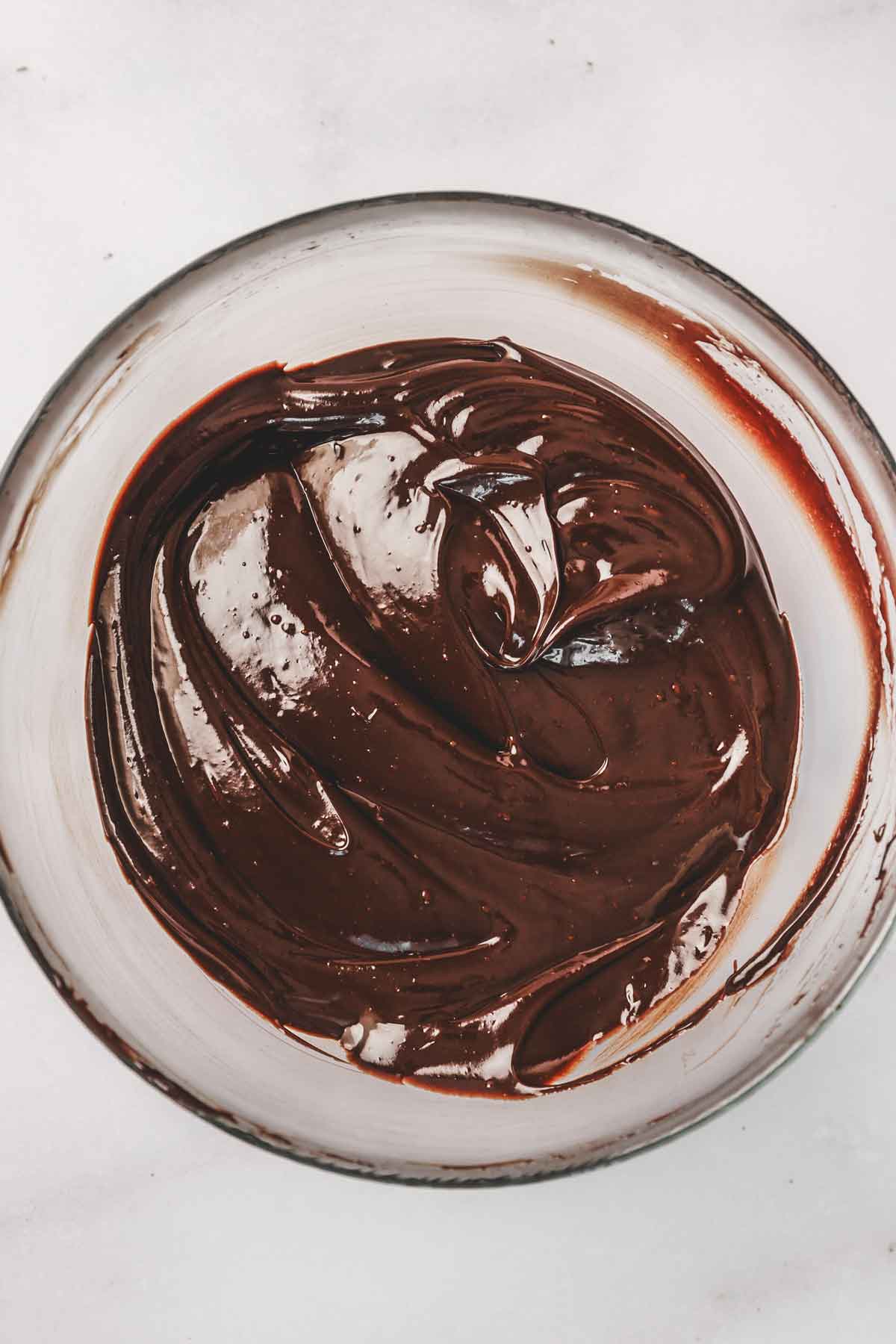 melted chocolate ganche mixture
