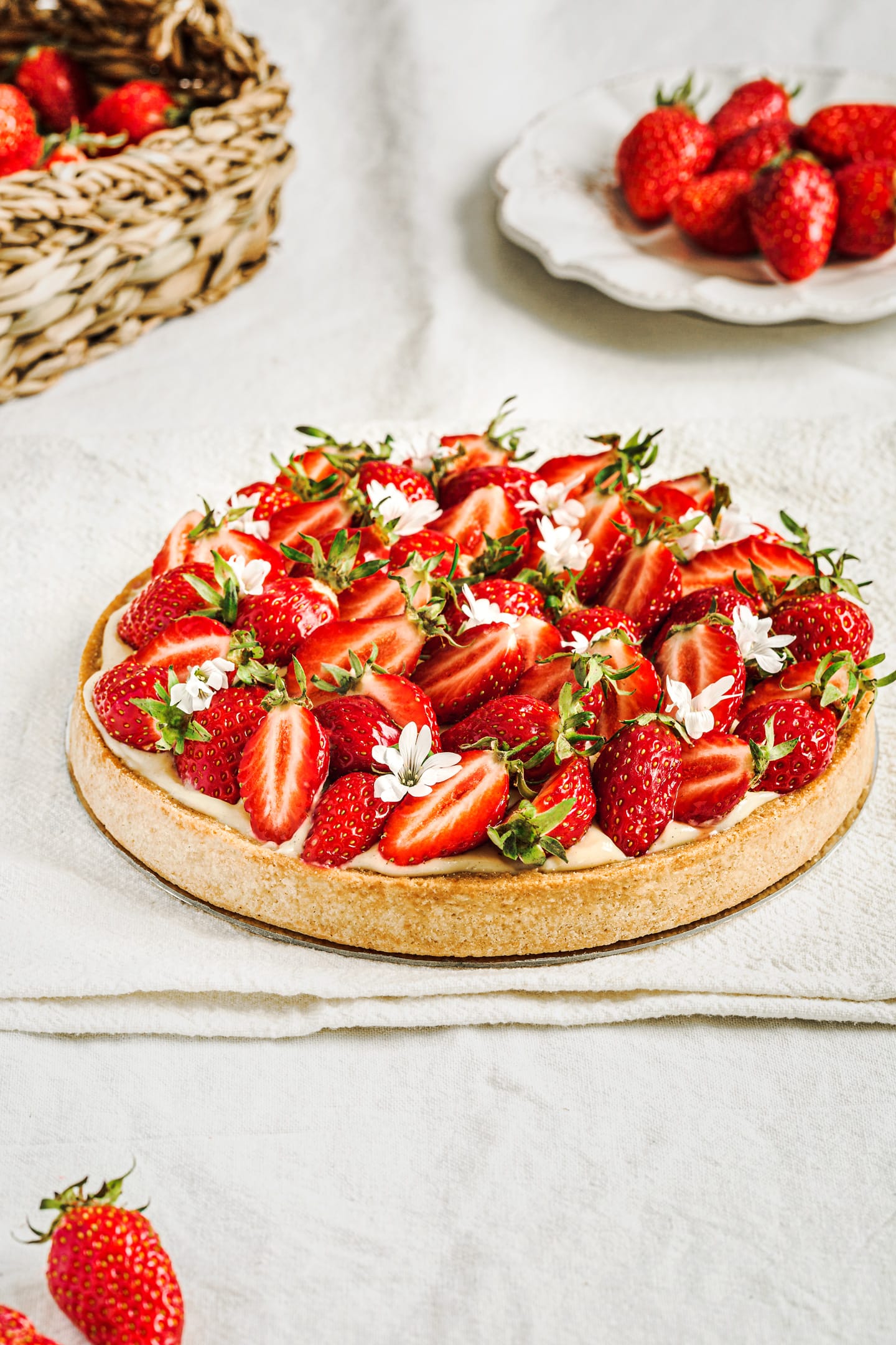 strawberry tart on a table