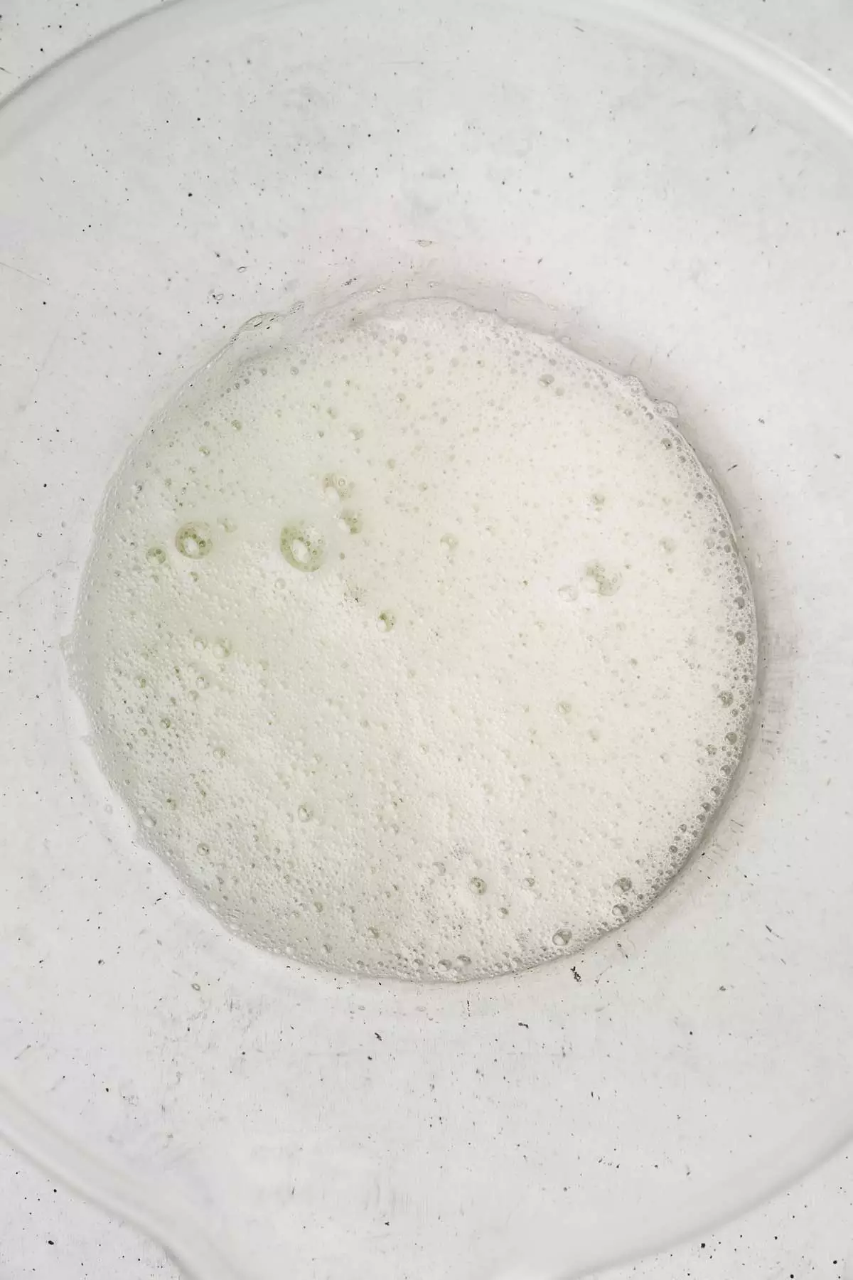 Bowl with foamy egg mixture