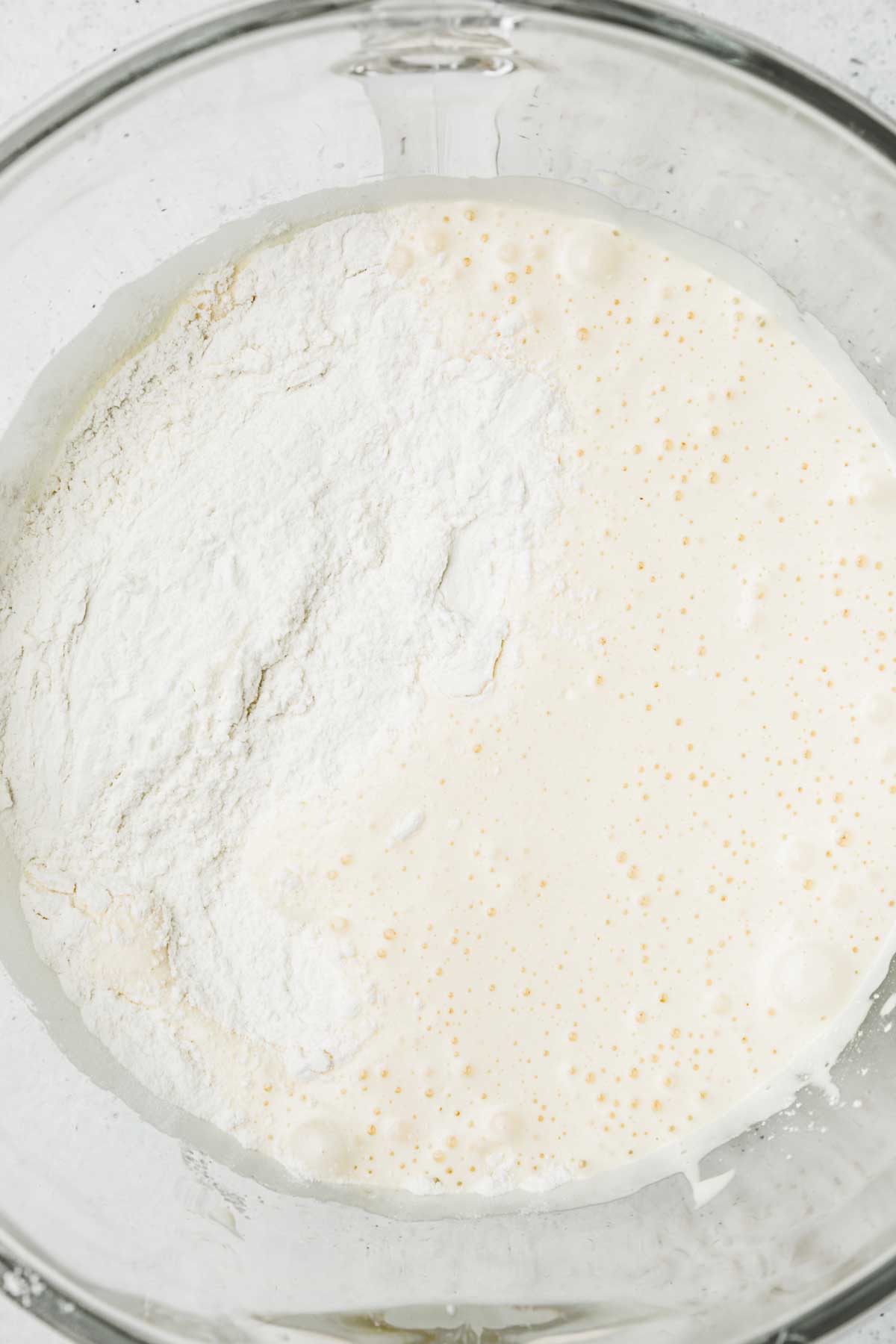 cuve avec préparation molly cake et farine