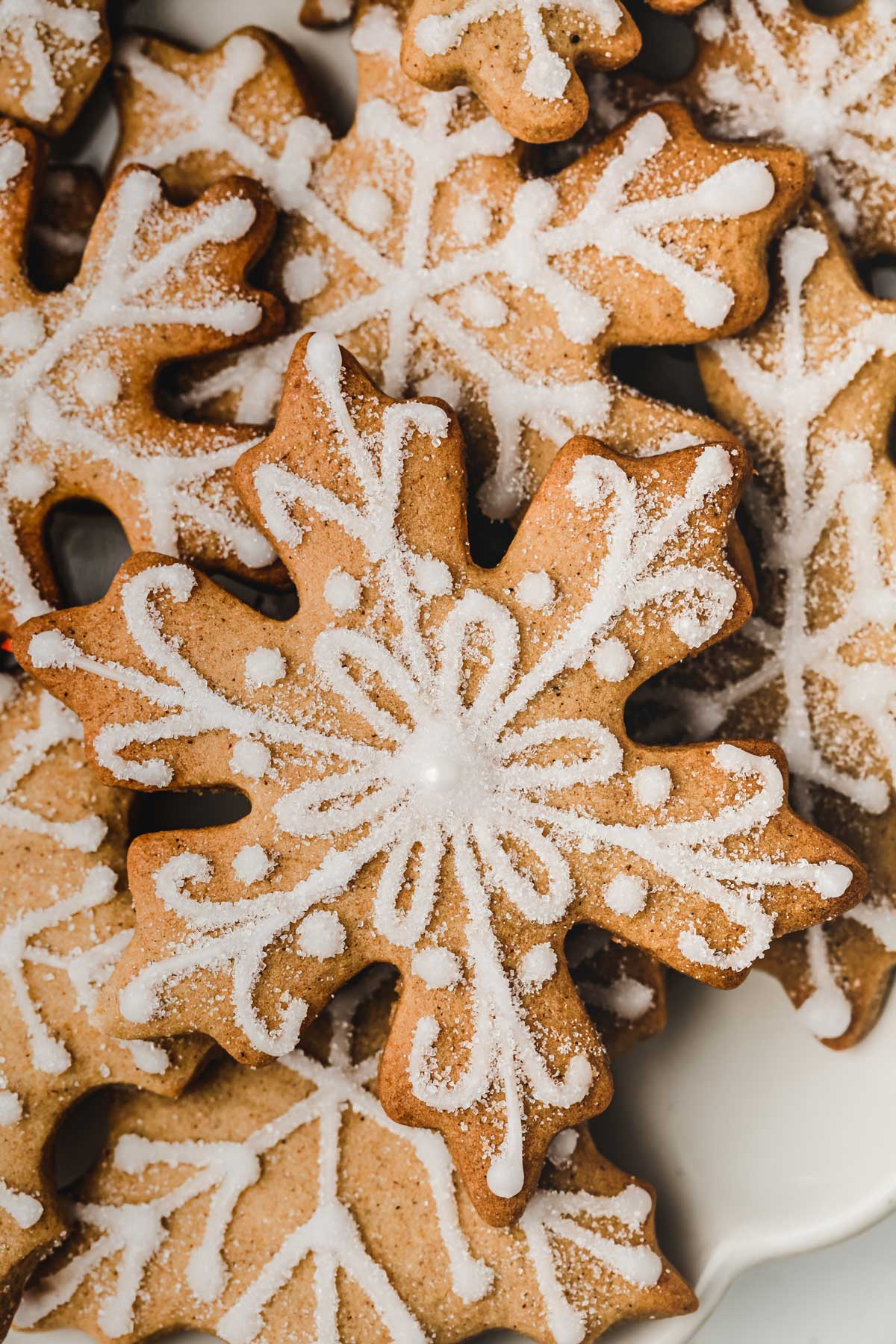 gingerbread snowflake cookie with royal icing