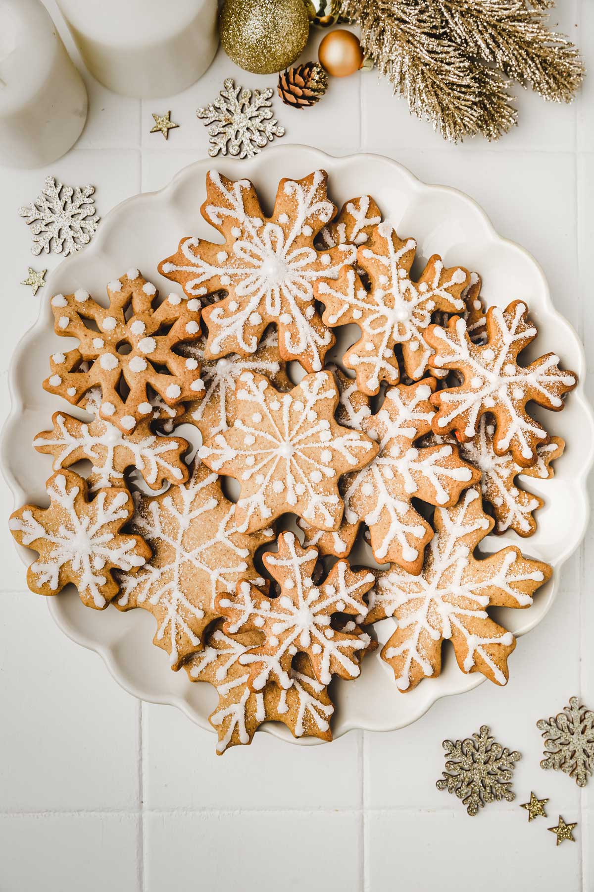 Snowflake cookies on a plate