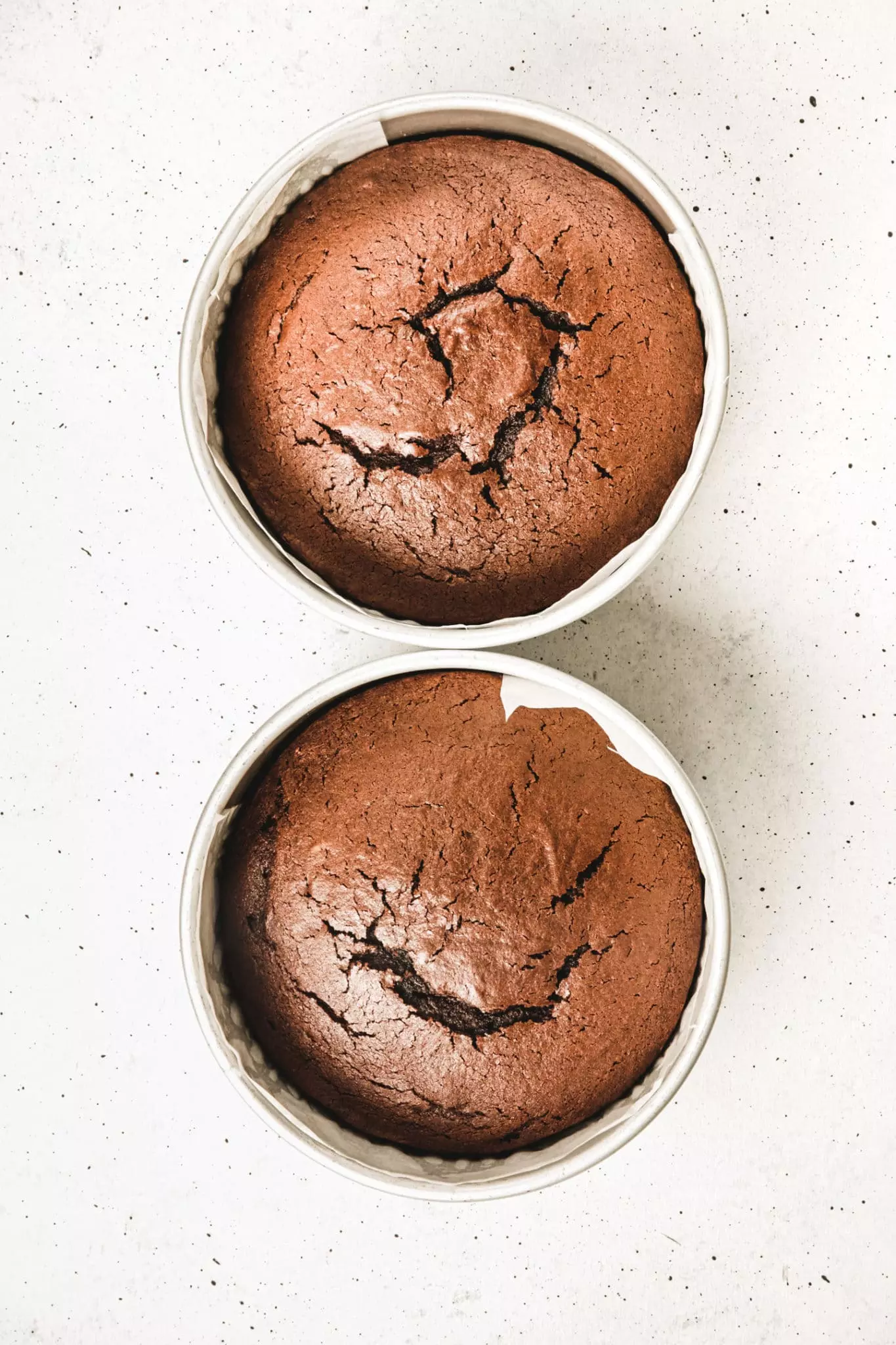 Two chocolate cake on a baking pan