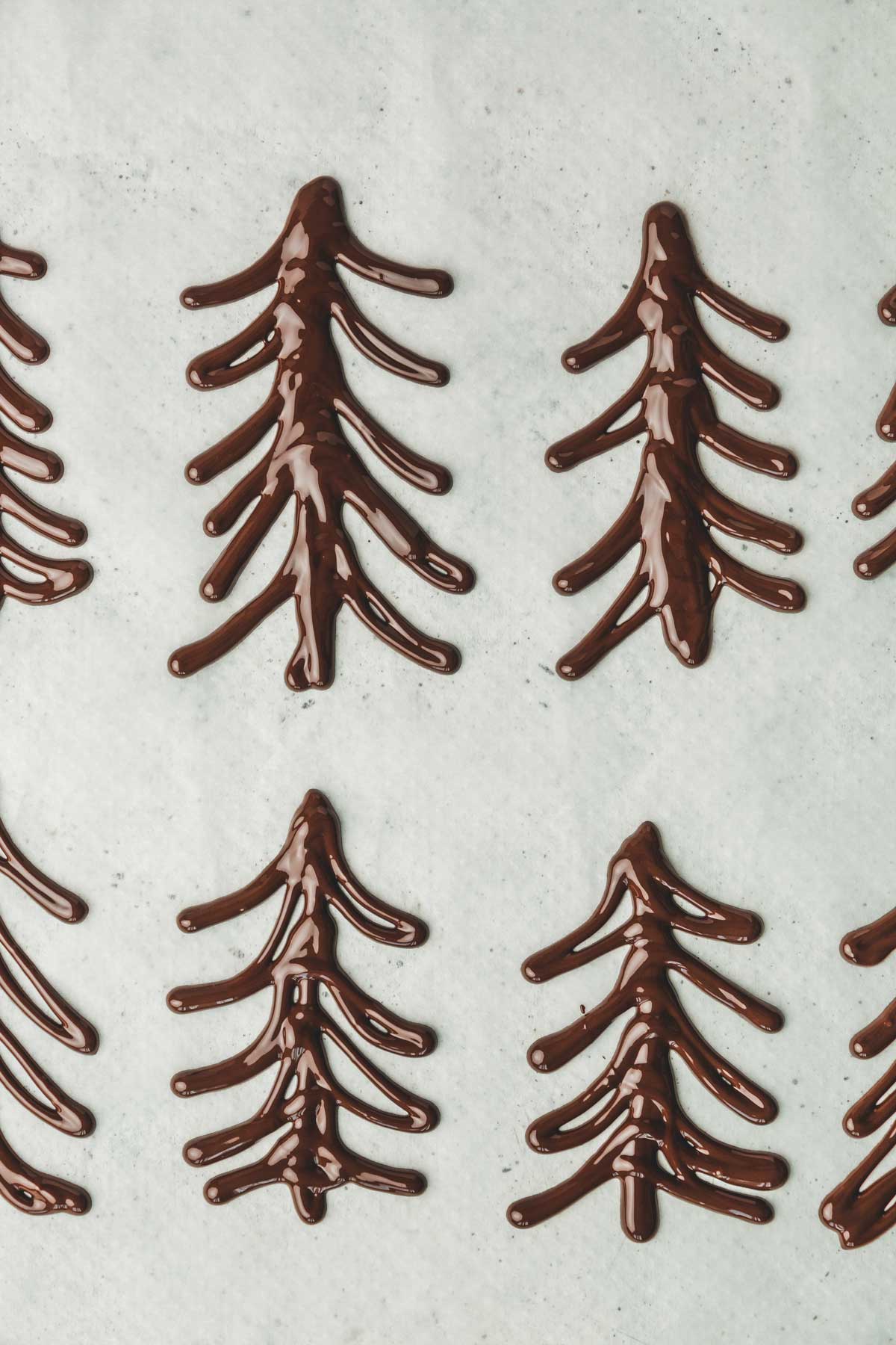 chocolate trees on a parchment paper