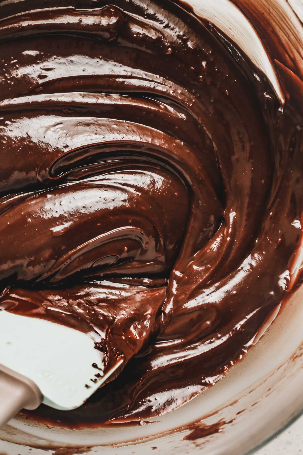 Chocolate ganache with a spatula