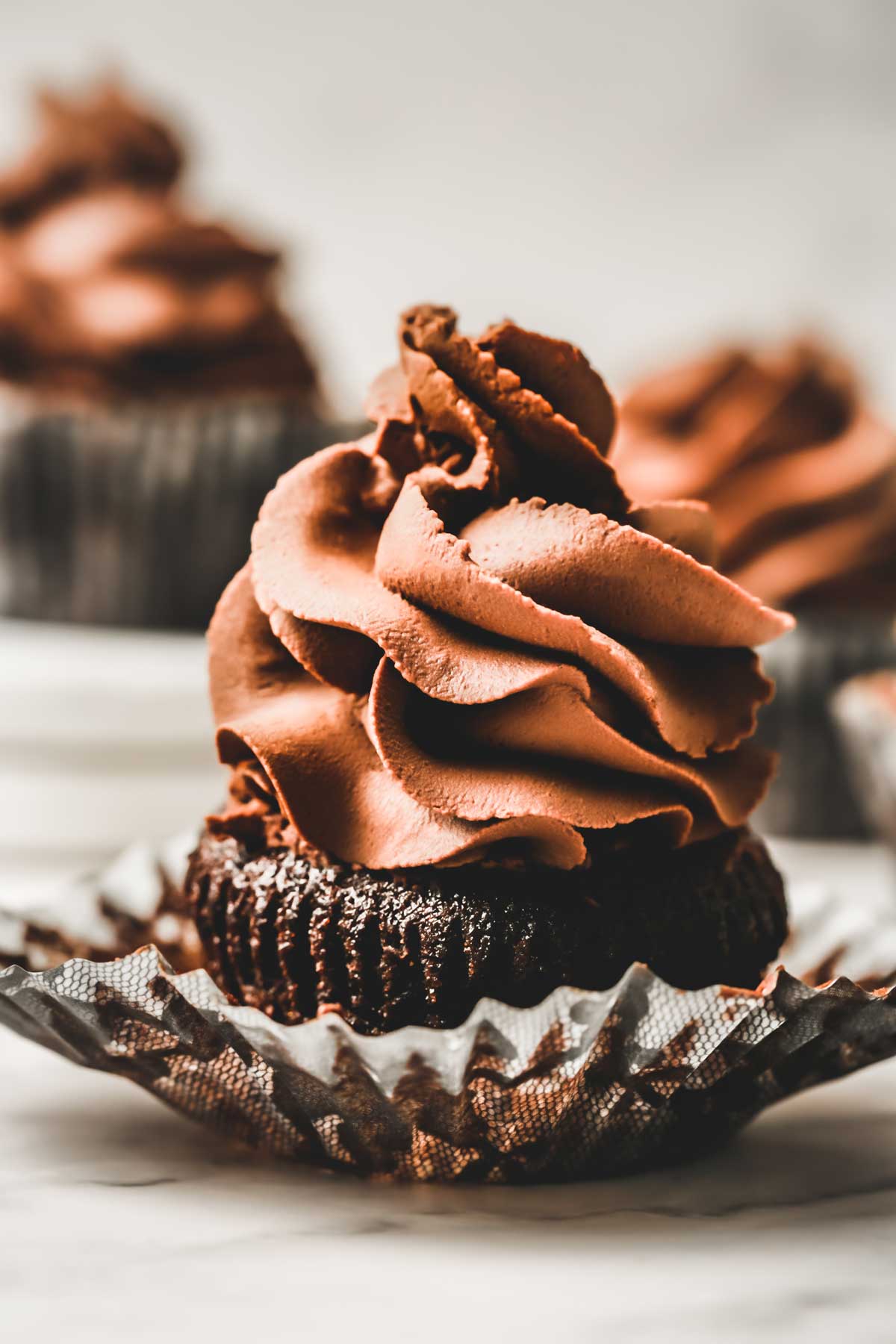 Cupcakes with whipped chocolate ganache