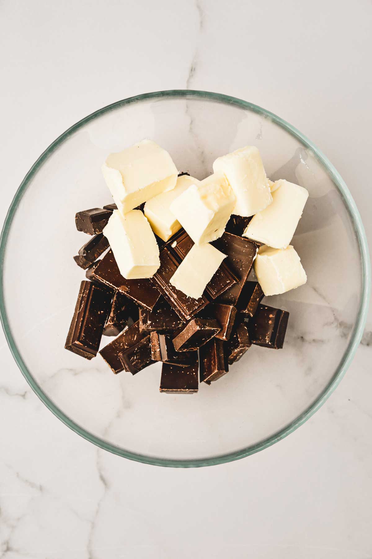 medium bowl with butter and chopped chocolate