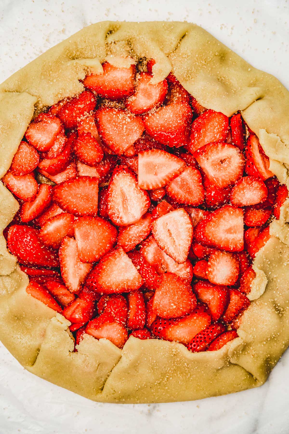 Strawberry galette before baking