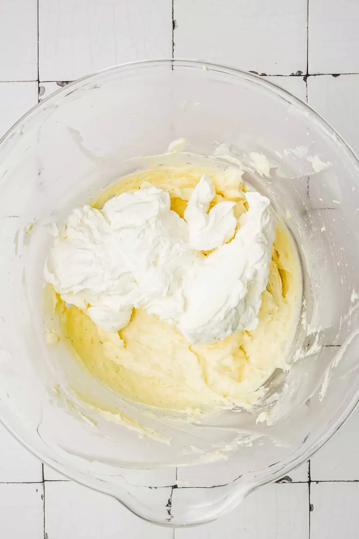 Large bowl with ingredient to make diplomate cream