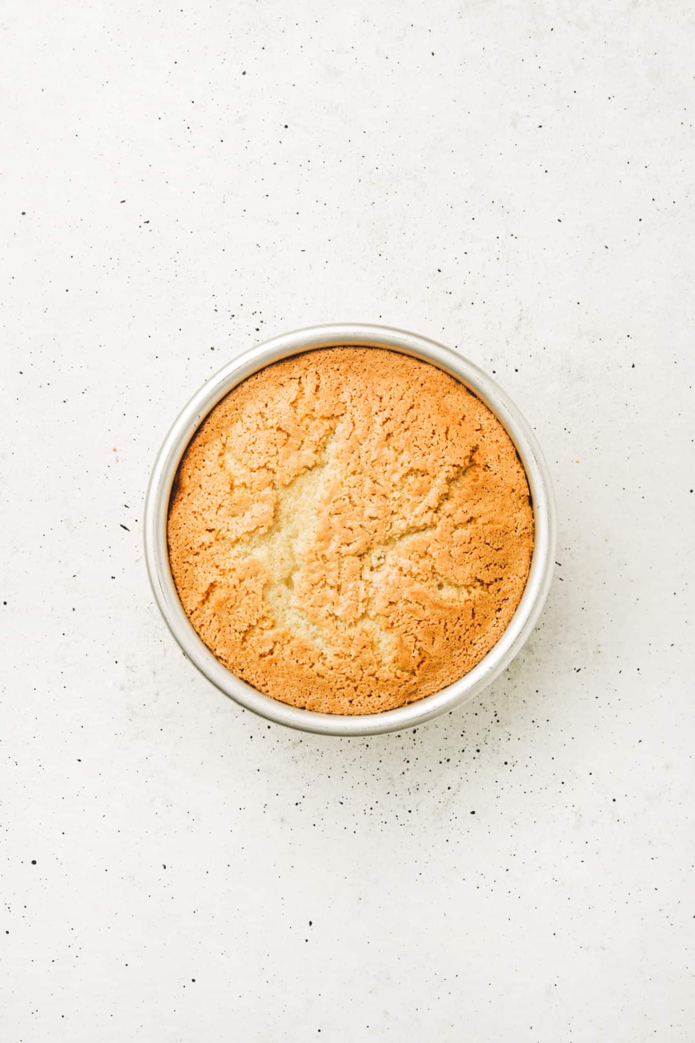 Cake on a cake pan after baking