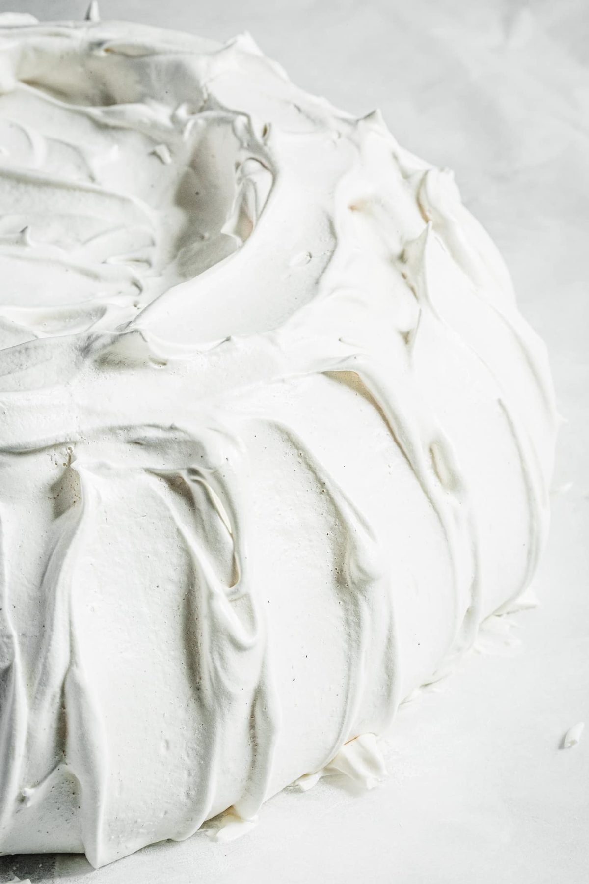 baked pavlova meringue shell after slow oven drying