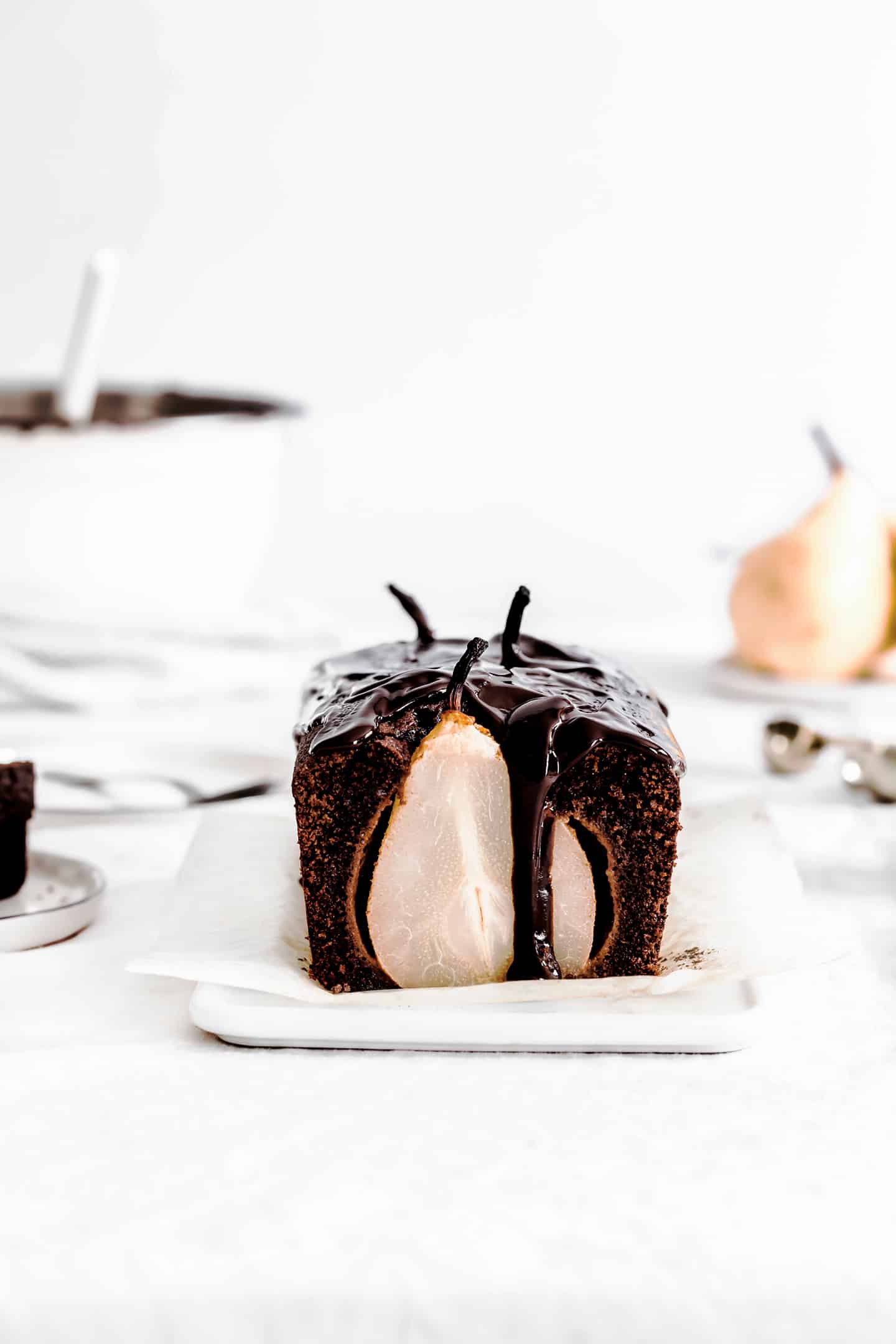 chocolate cake with pear