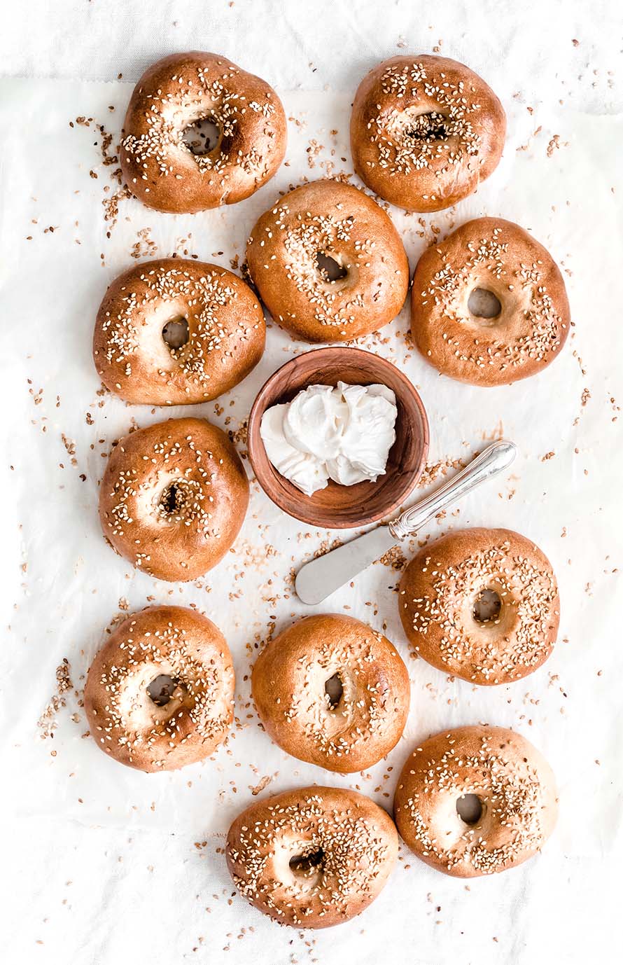 bagels on a table