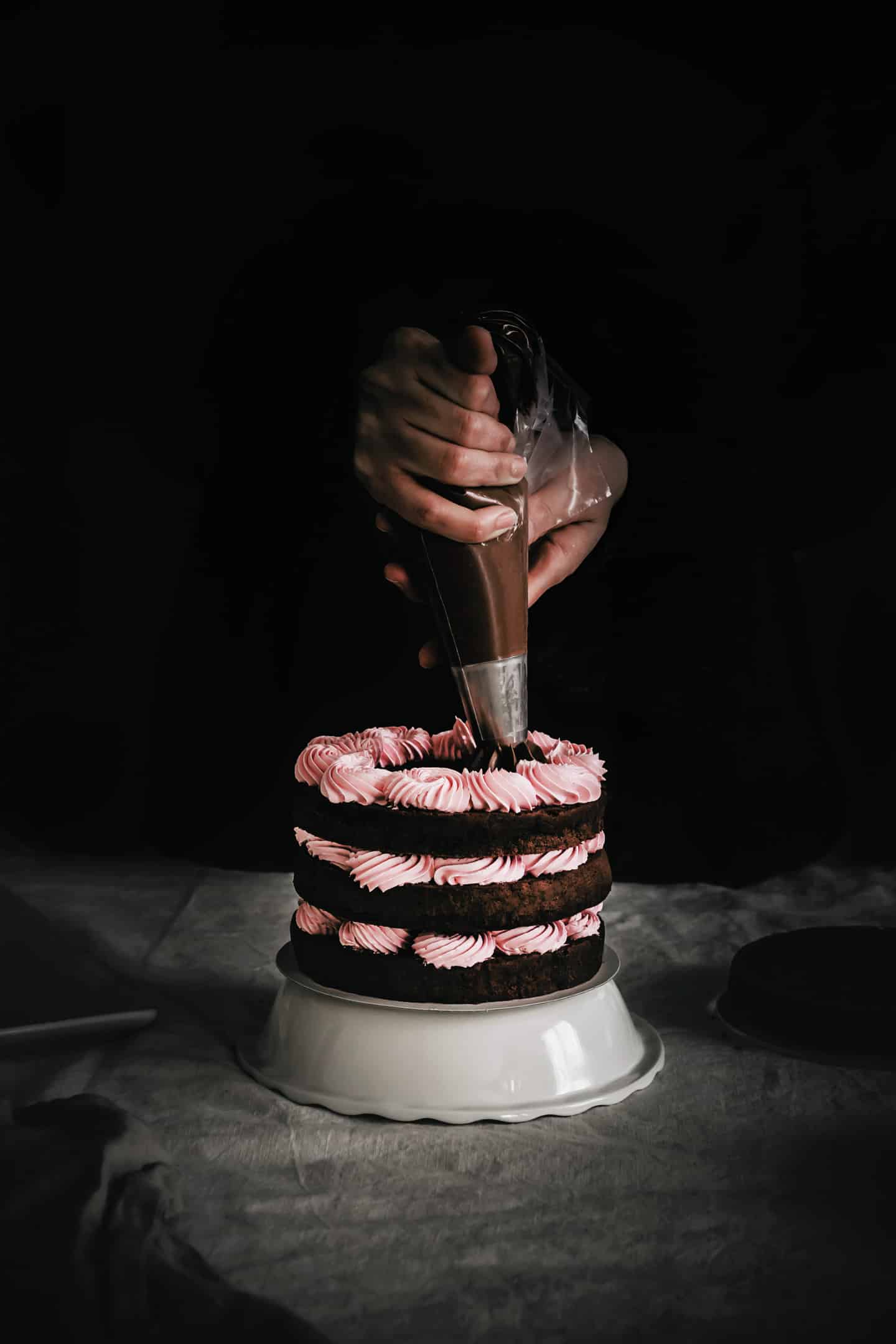 chocolate naked cake on a table