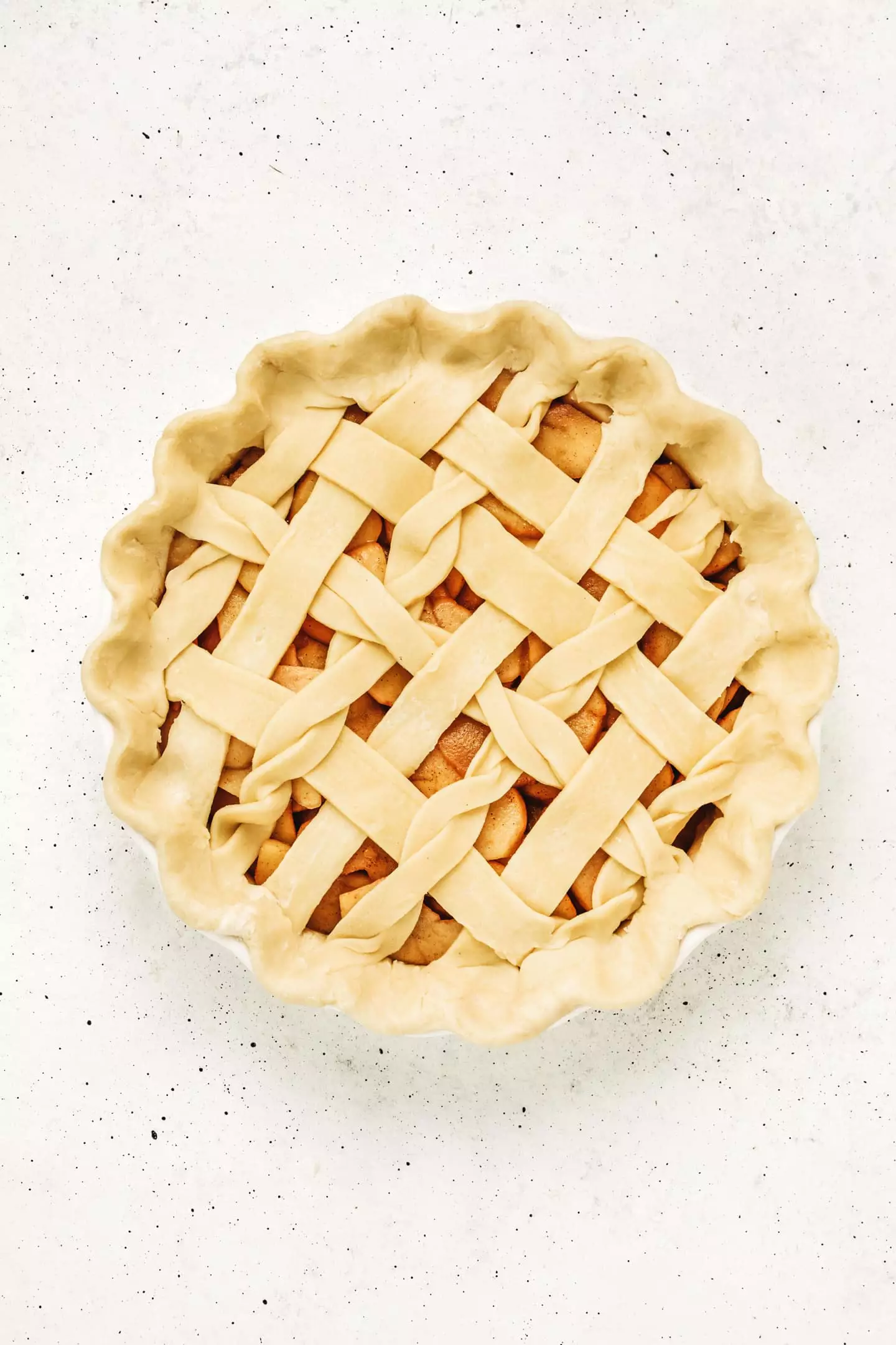 Lattice apple pie before baking