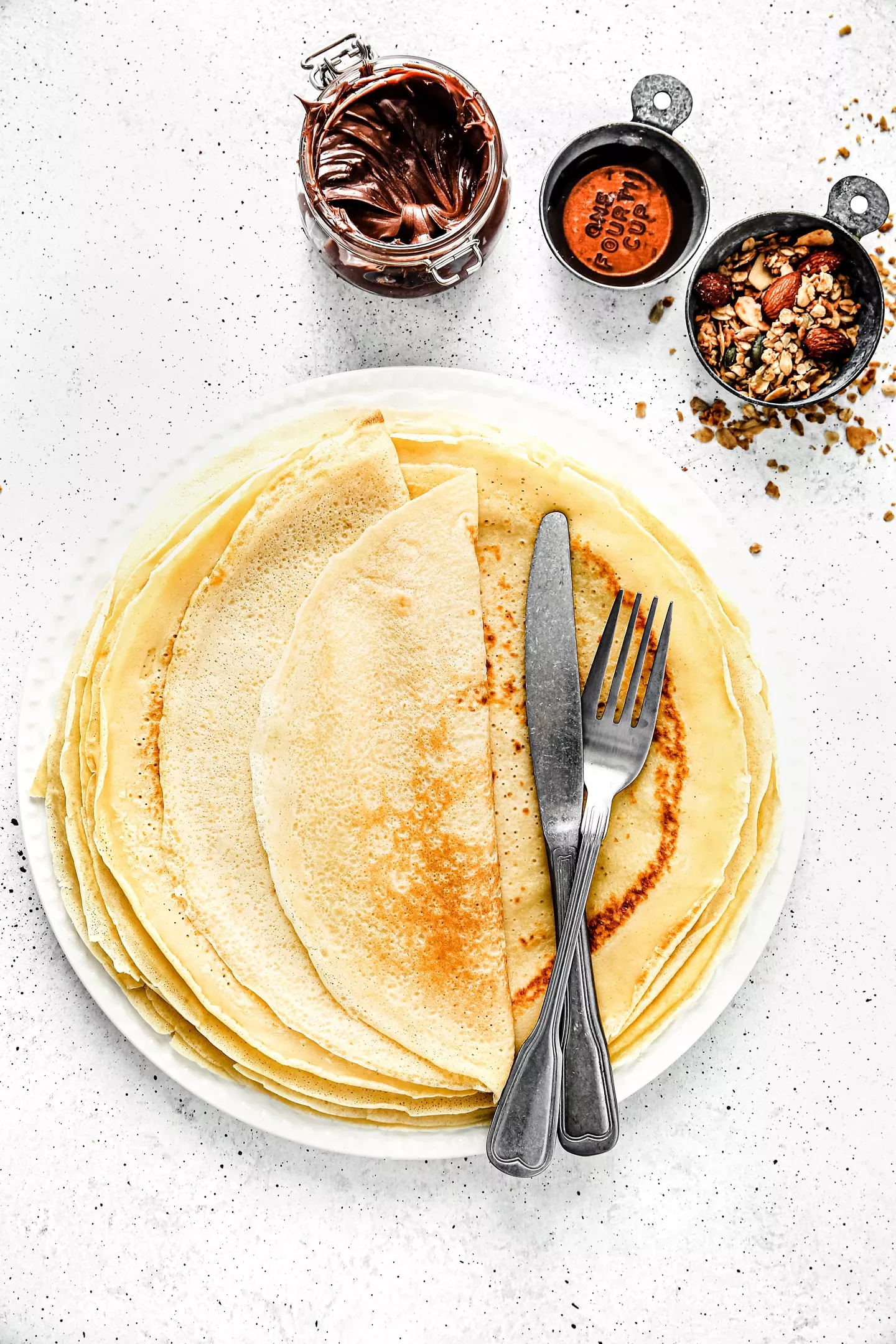 Stack of crepes on a plate