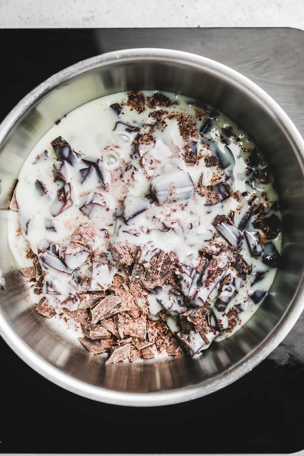 Saucepan with ingredients