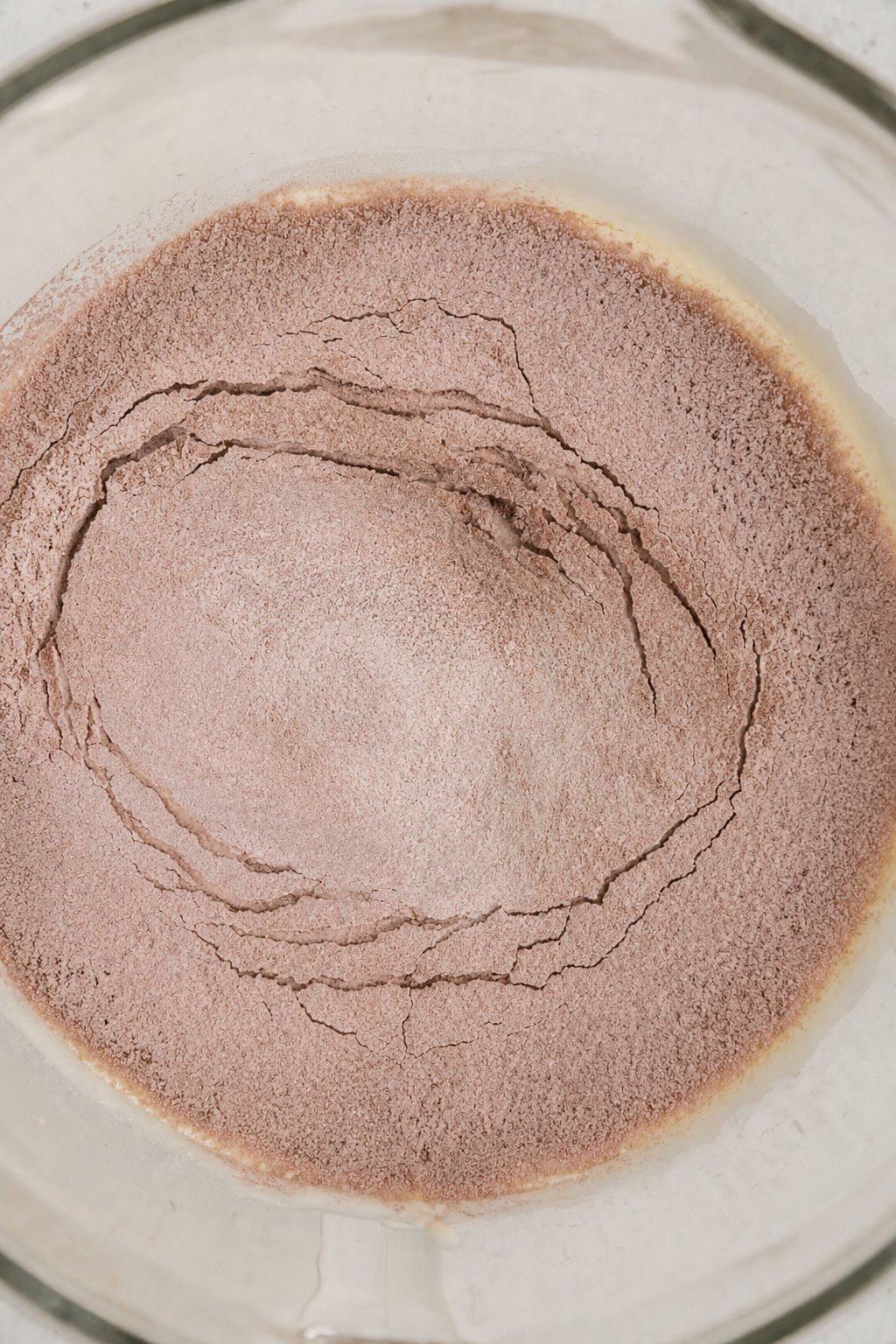 Chocolate genoise batter with cocoa powder and flour mixture
