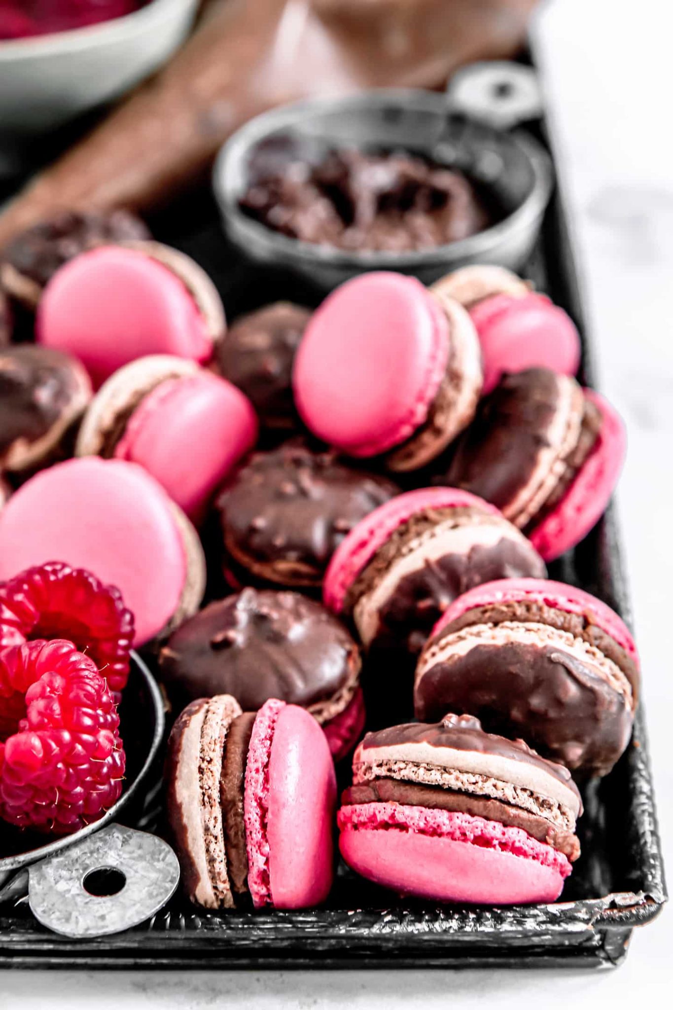 Recette des macarons framboise et chocolat