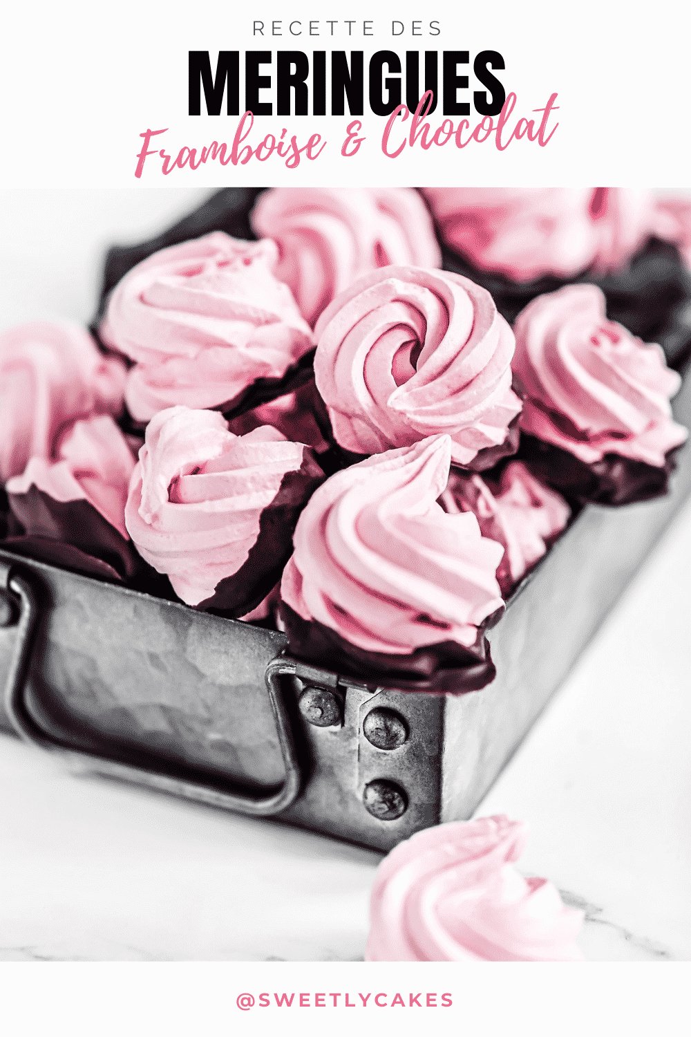 Recette facile des meringues Française à la framboise et au chocolat noir