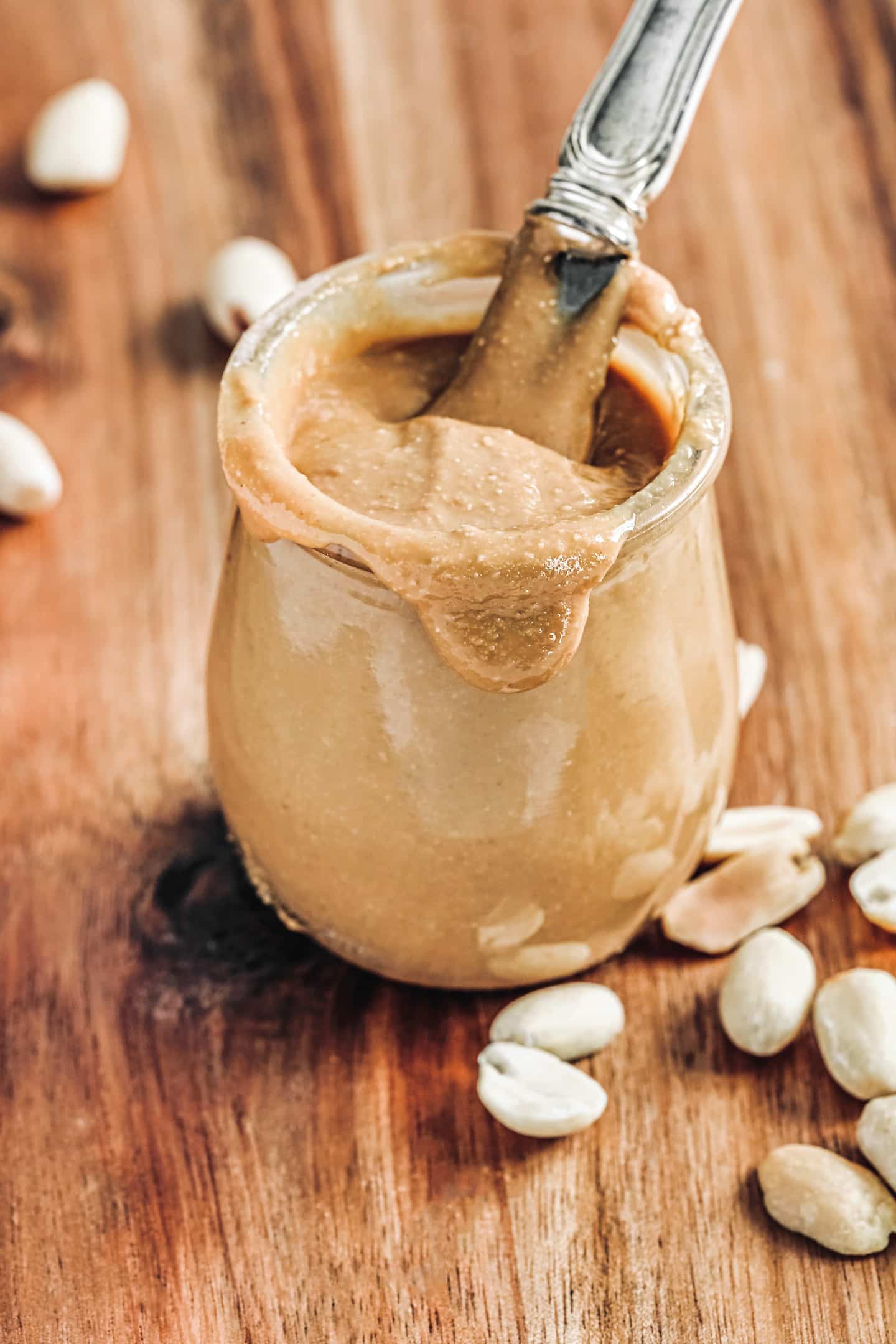 jar of peanut butter with a spoon