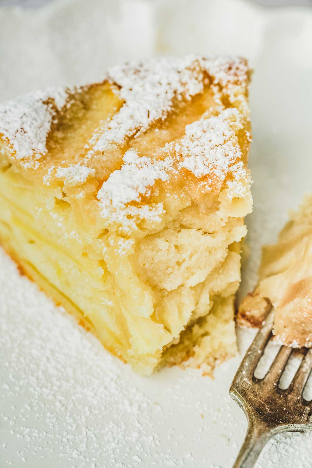 sliced apple cake with a fork