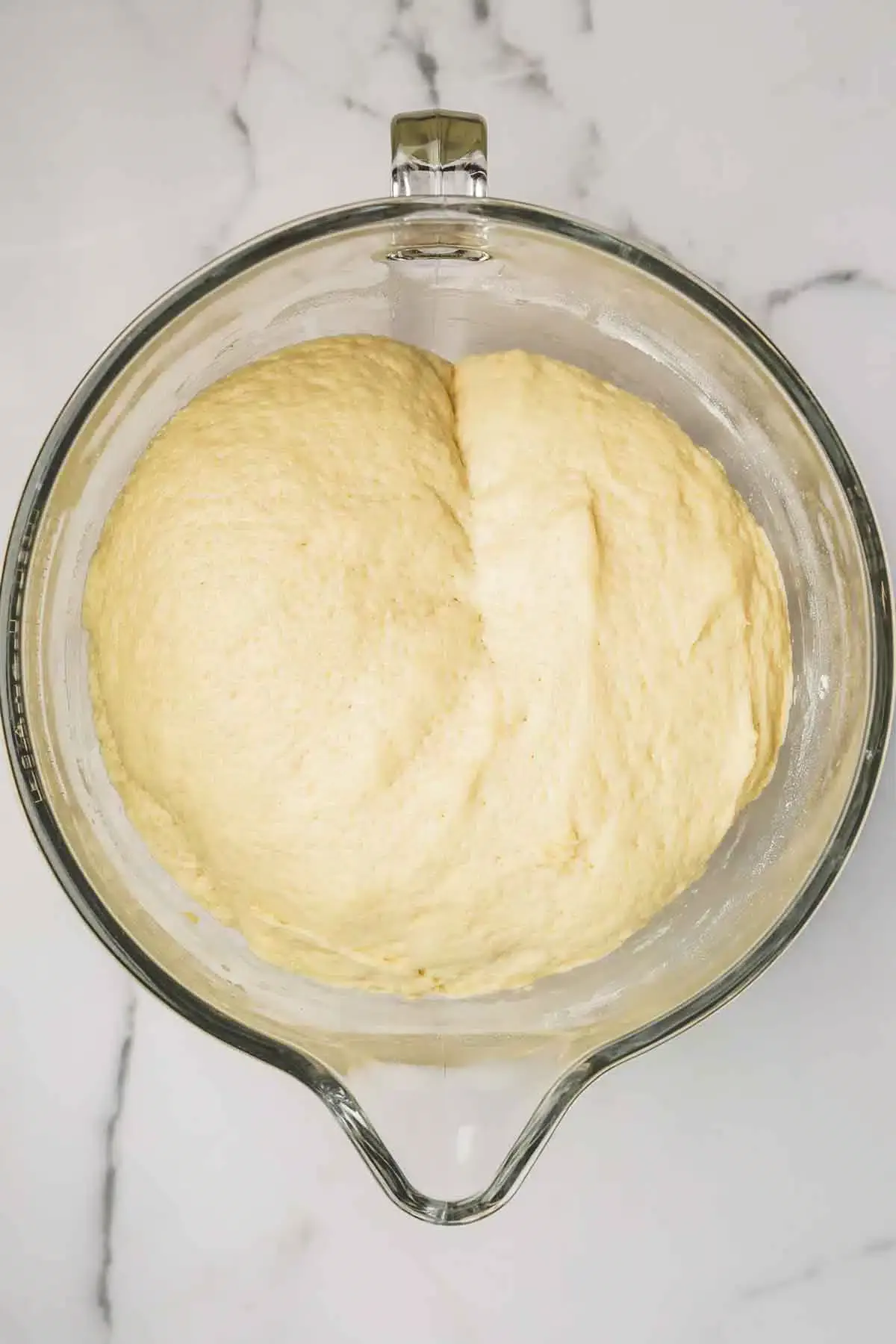 Mixing bowl with puffed out dough