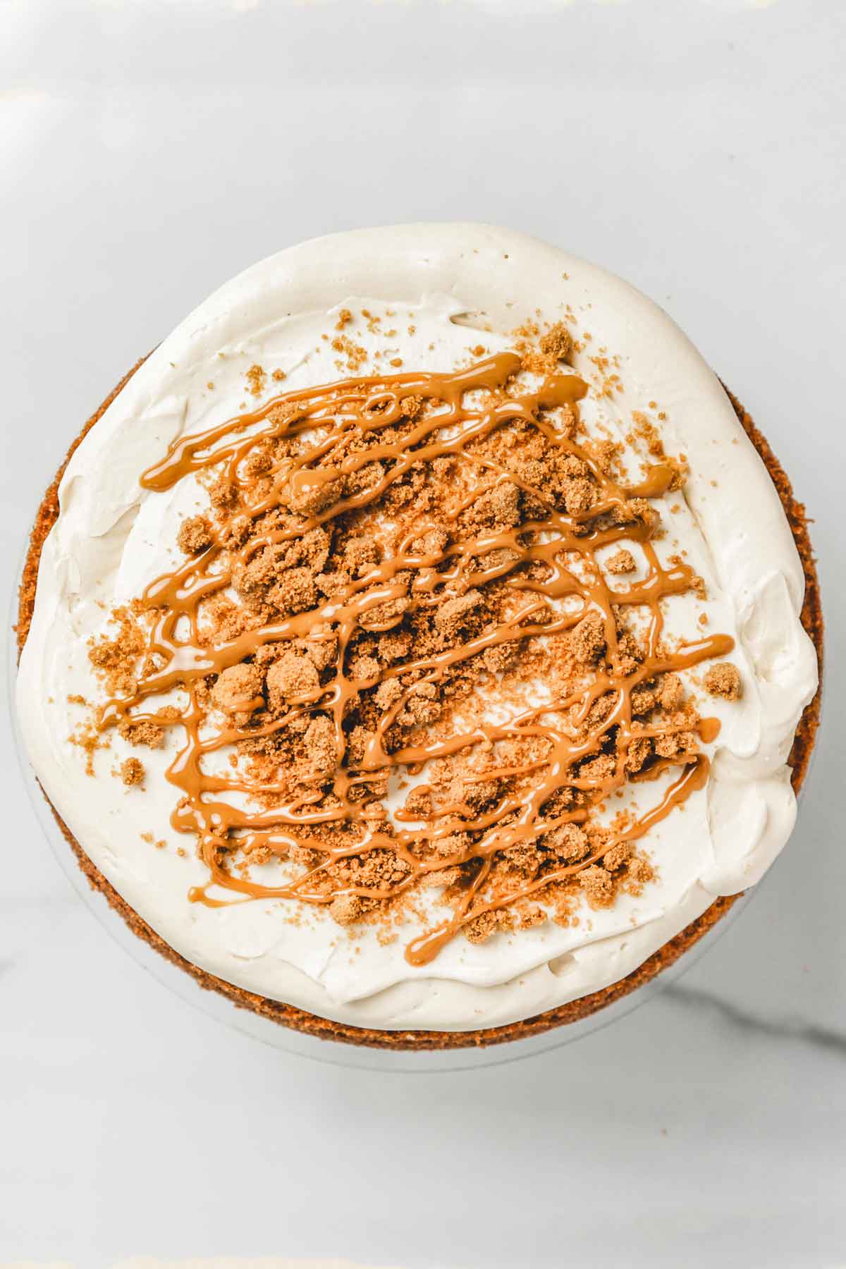 cake layer with biscoff frosting