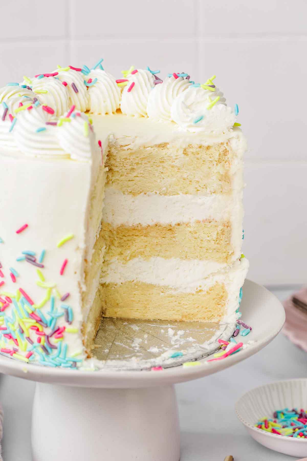 cut ouf birthday cake on a table