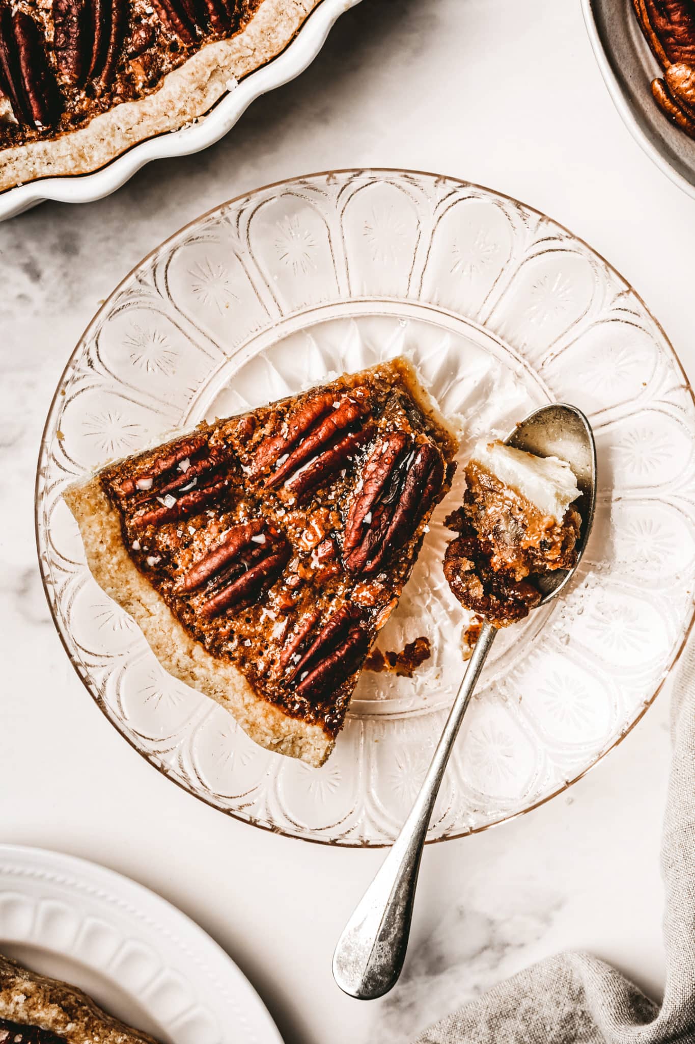 maple pecan pie on a plate