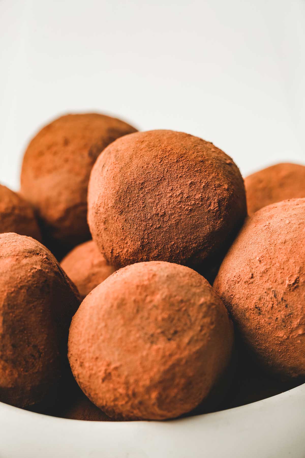 bowl with dark chocolate truffles