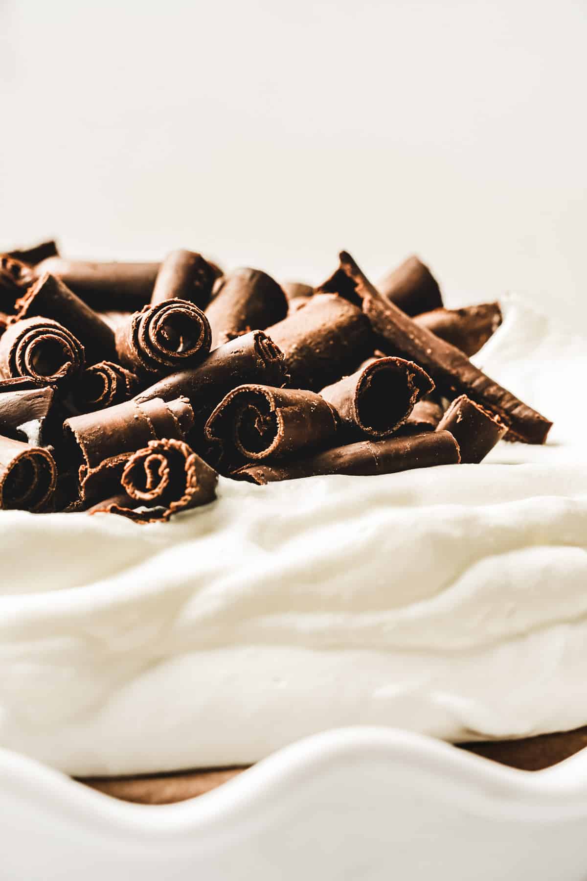 Chocolate shavings on whipped cream
