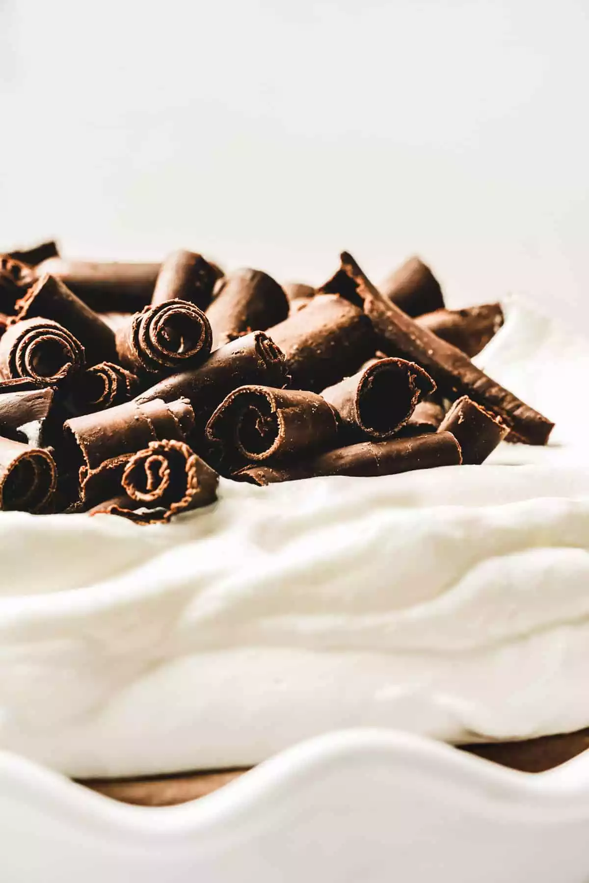 chocolate curl on a whipped cream