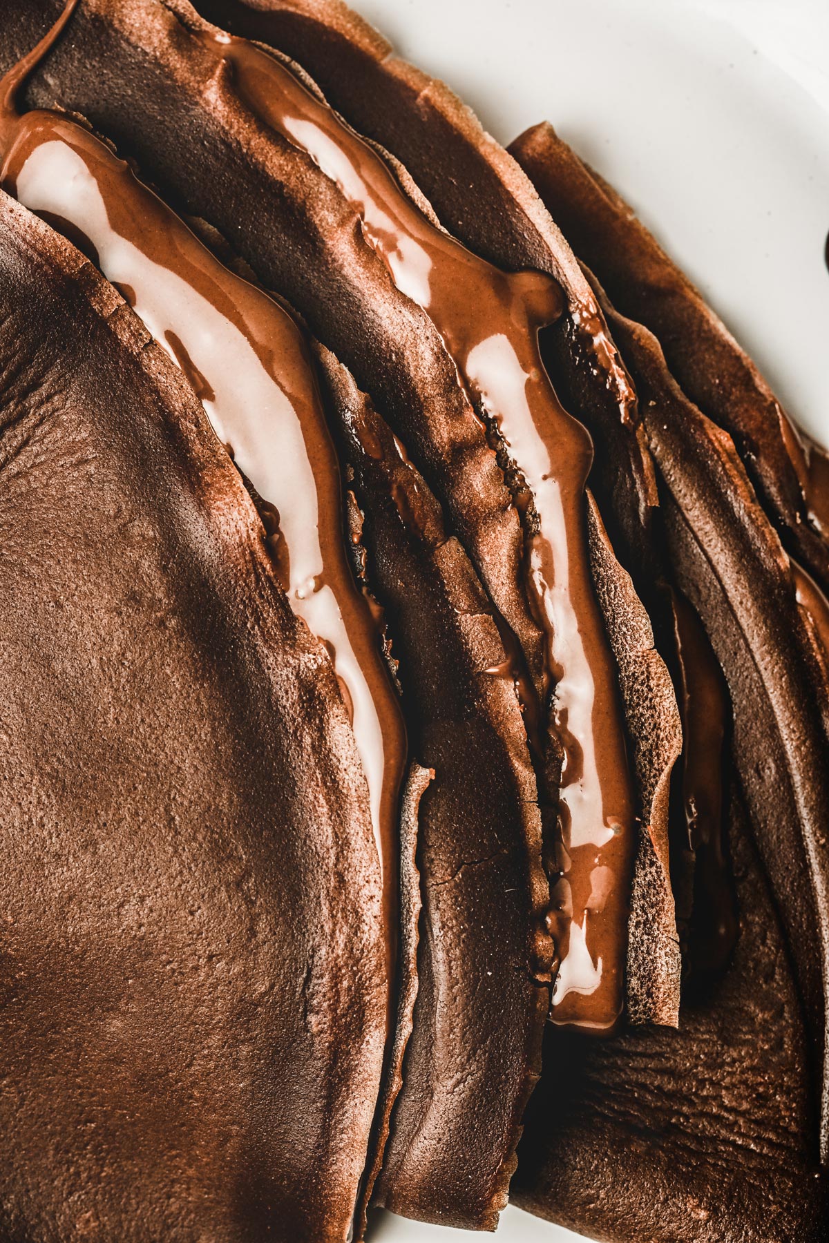 Chocolate crepes filled with chocolate spread