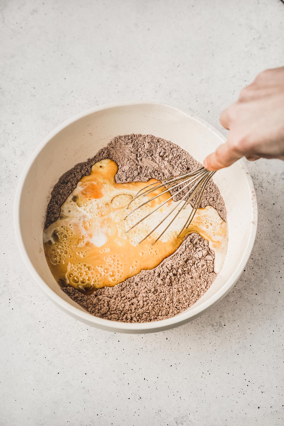 Large bowl with ingredient and milk
