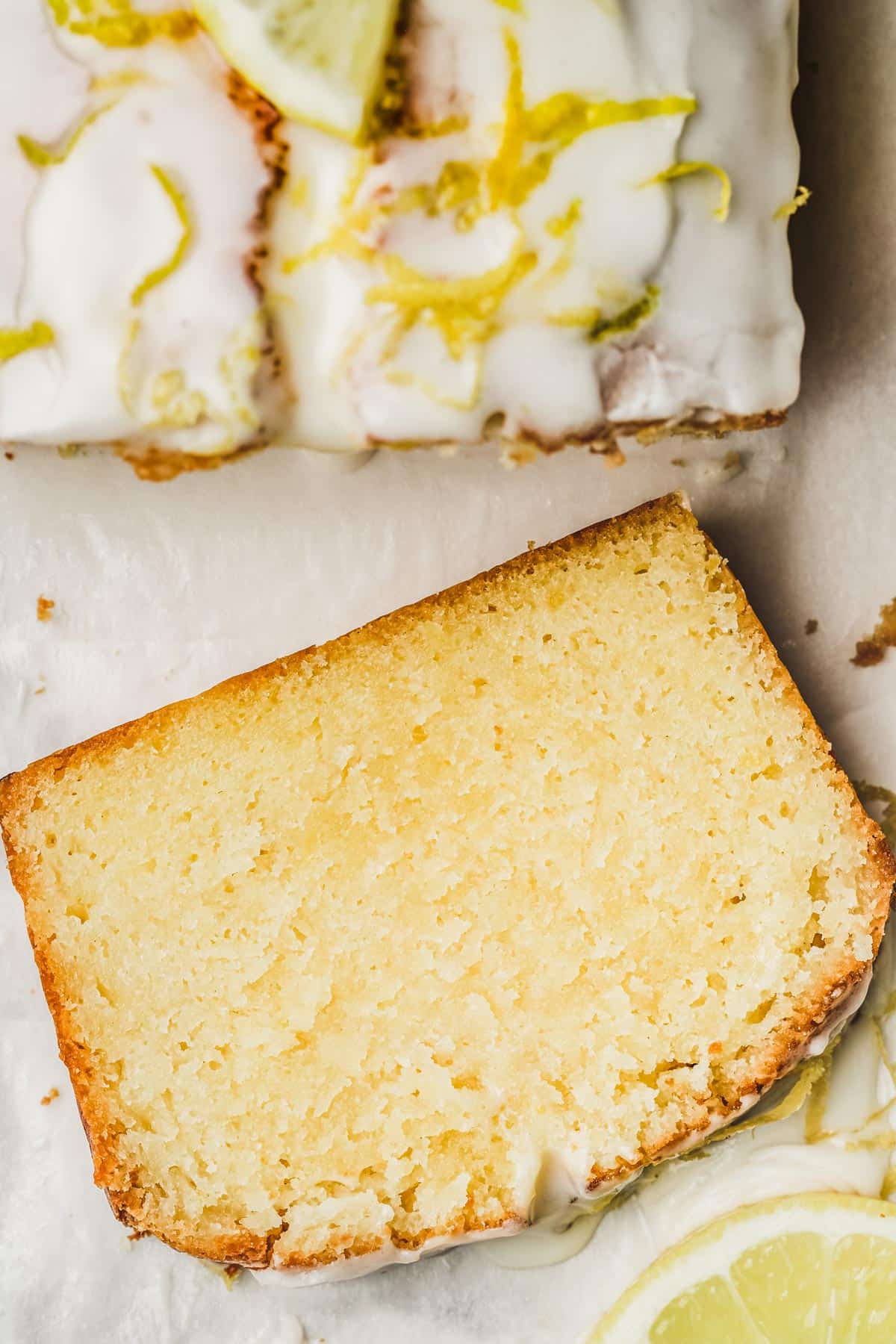 slice of lemon loaf pound cake