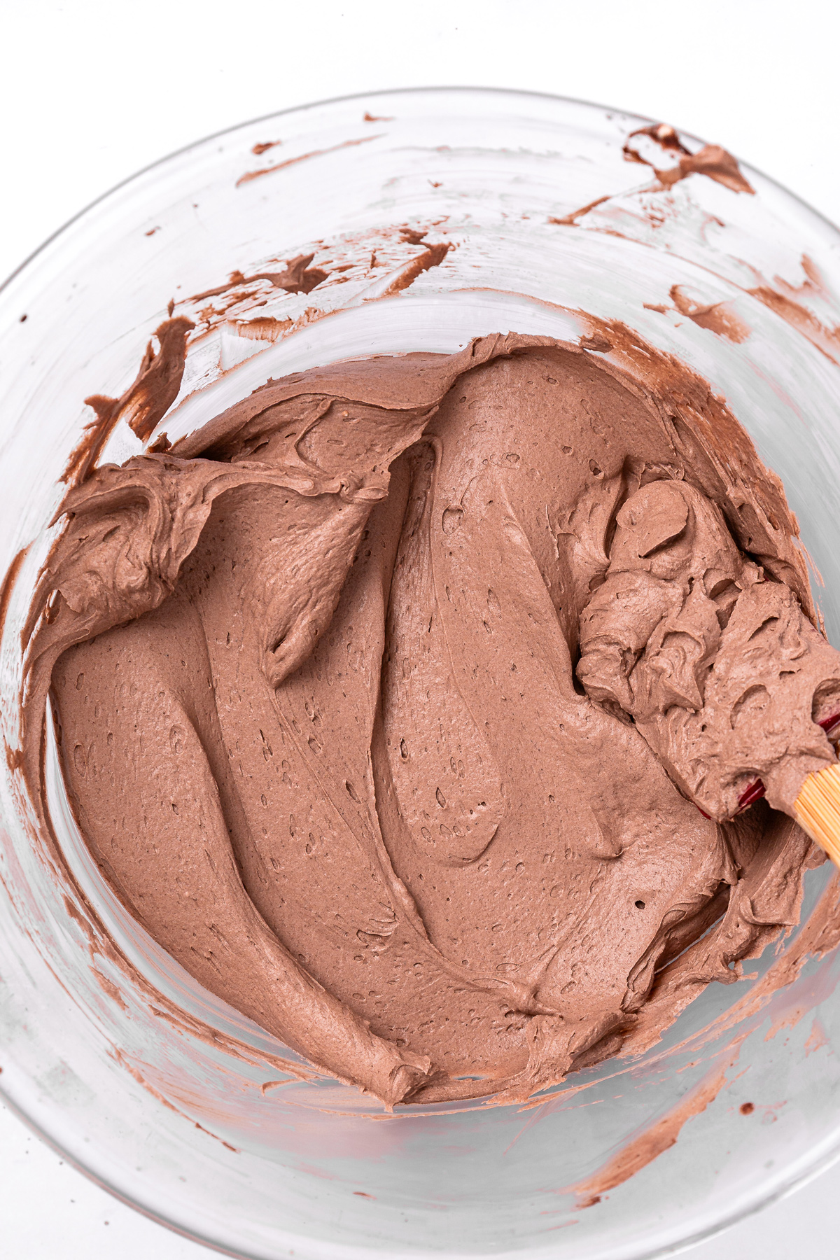 chocolate mascarpone whipped frosting being whipped