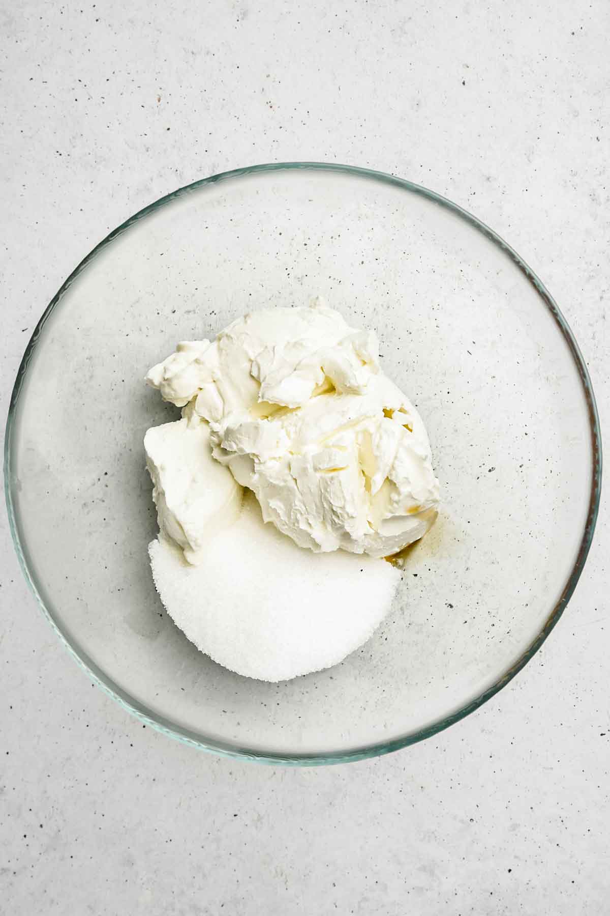 bowl with cream cheese and sugar