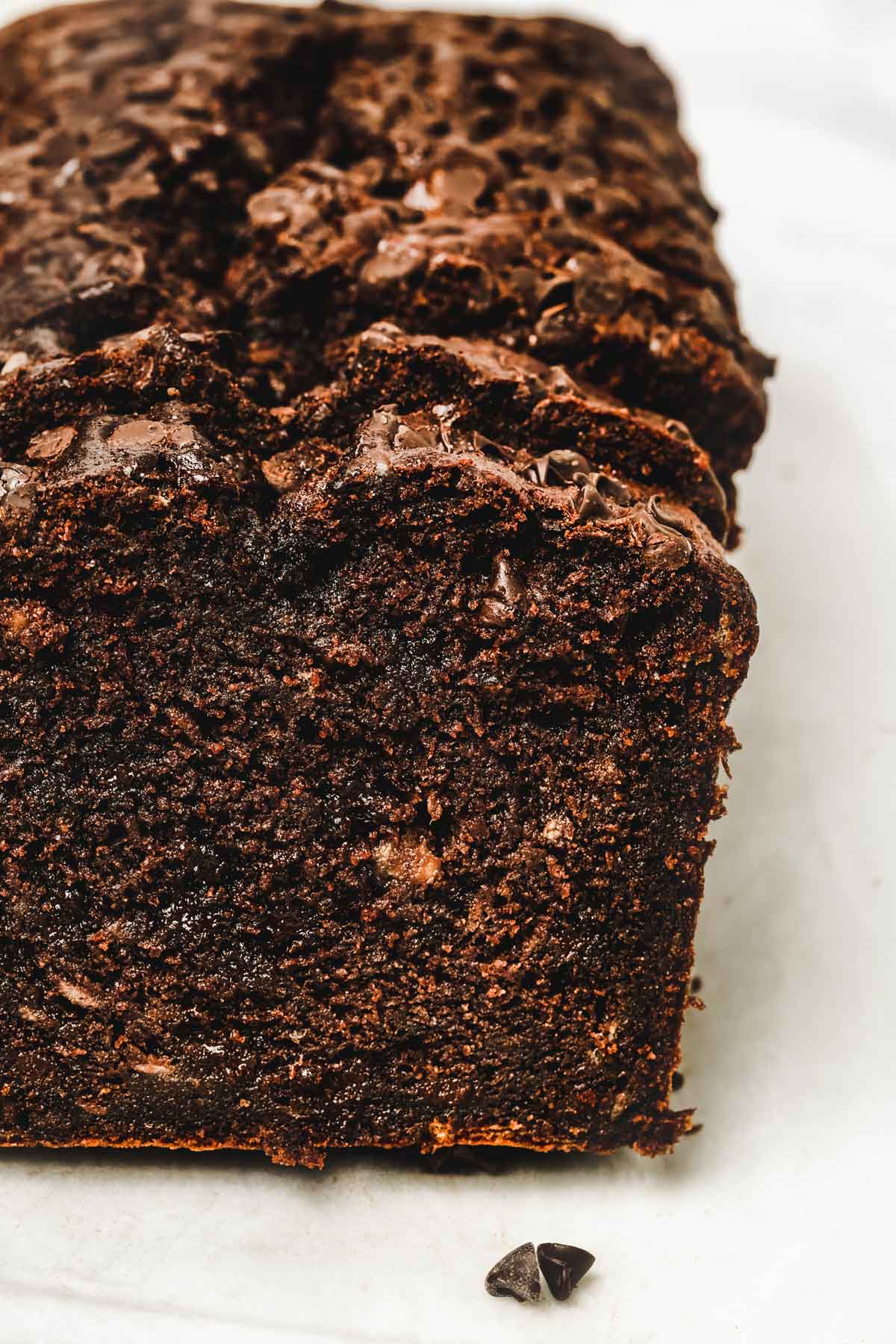 Sliced chocolate banana bread