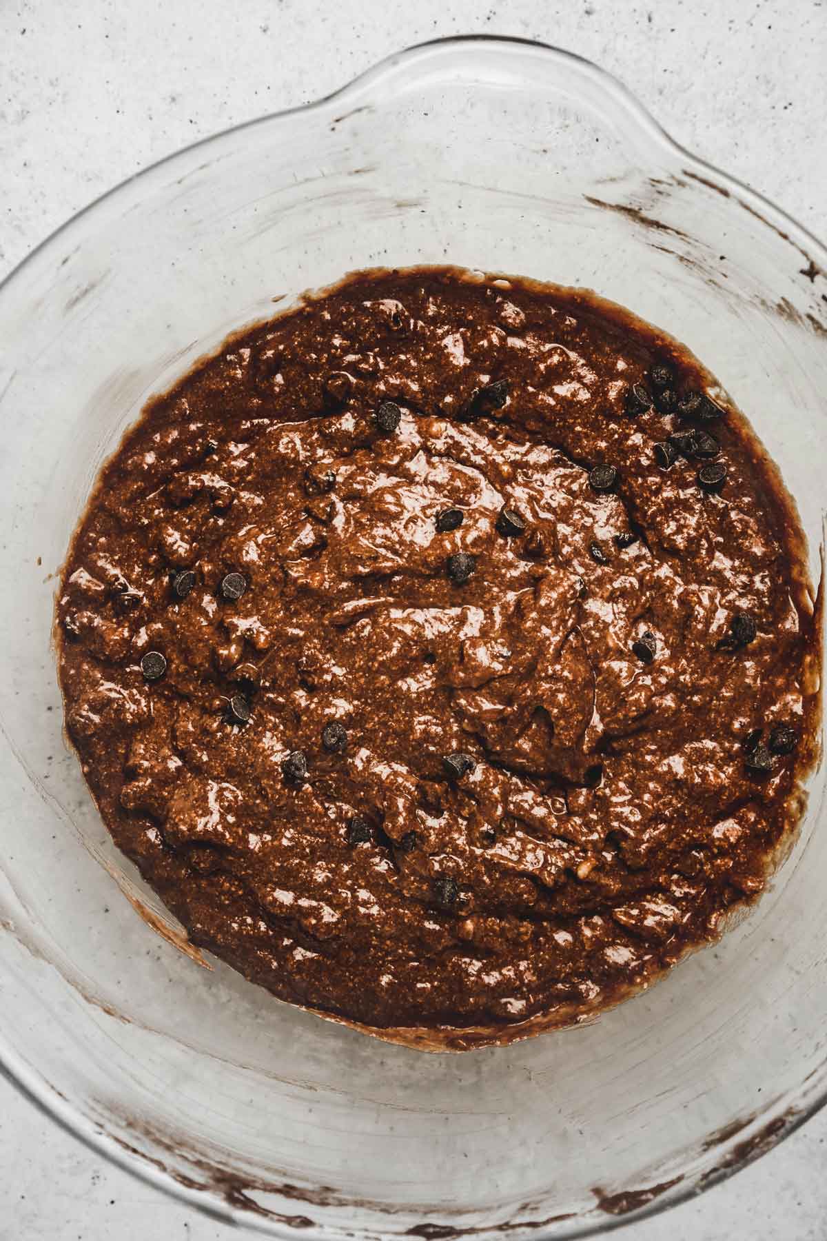 Large bowl with banana bread batter 