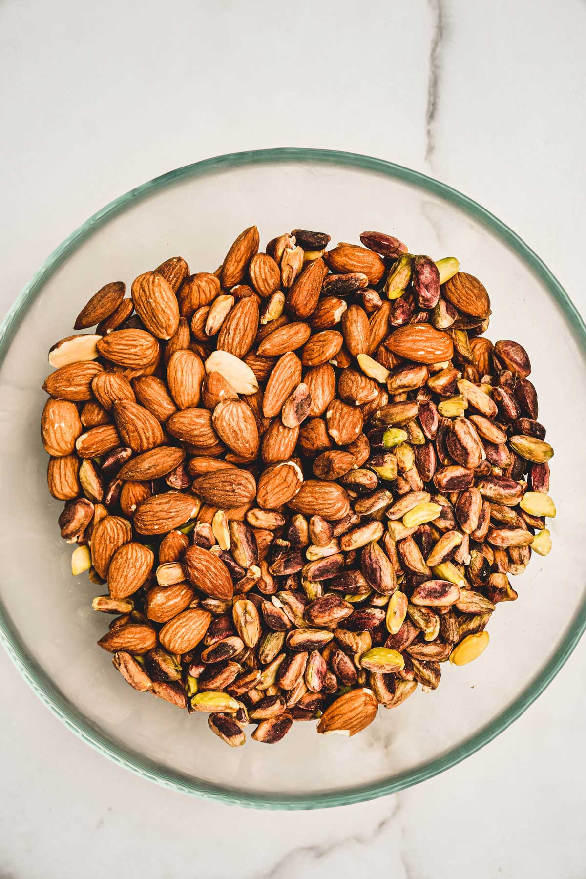 medium bowl with almond and pistachio nuts