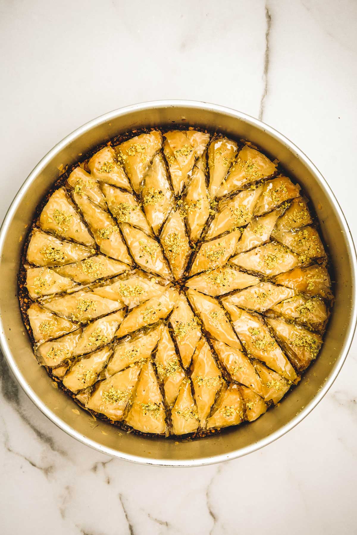 turkish baklava baked on it's pan