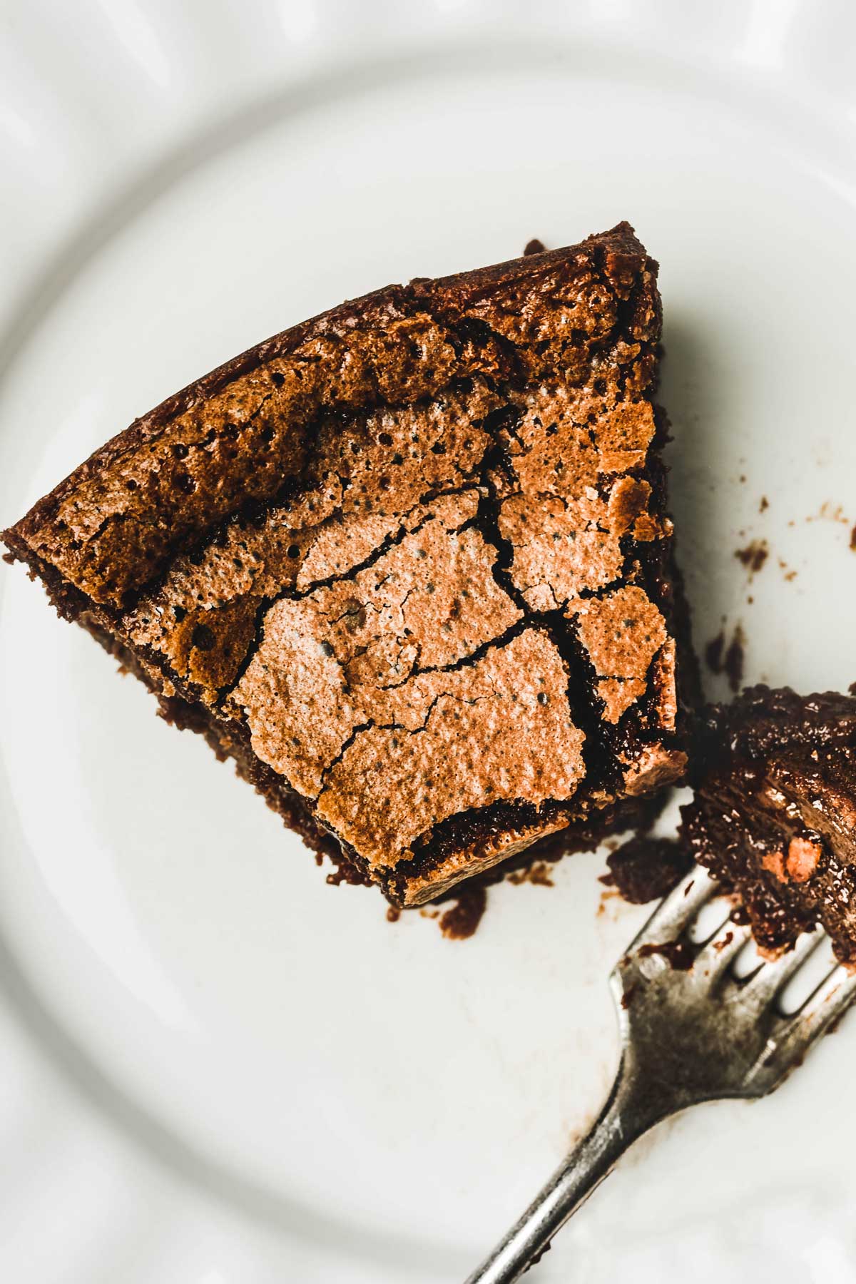 Chocolate fondant cut with a fork