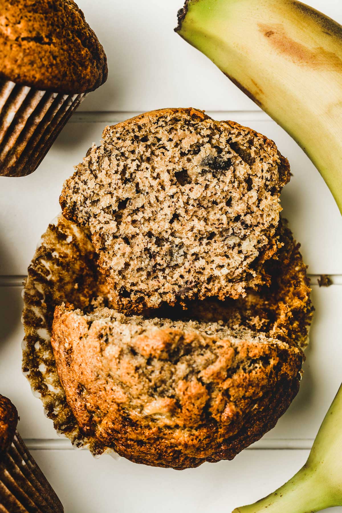 Muffins aux bannes coupés en 2