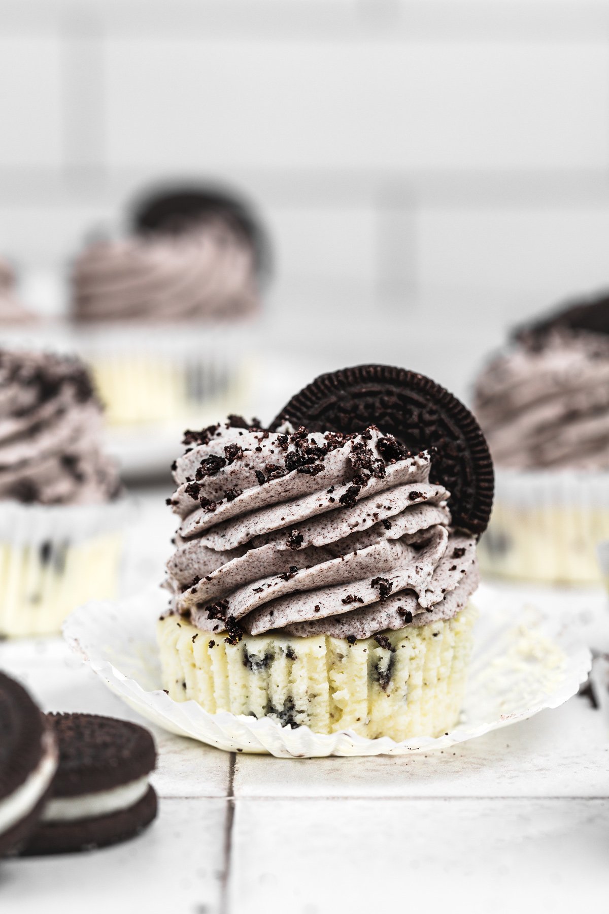 mini oreo cheesecakes arranged on a table
