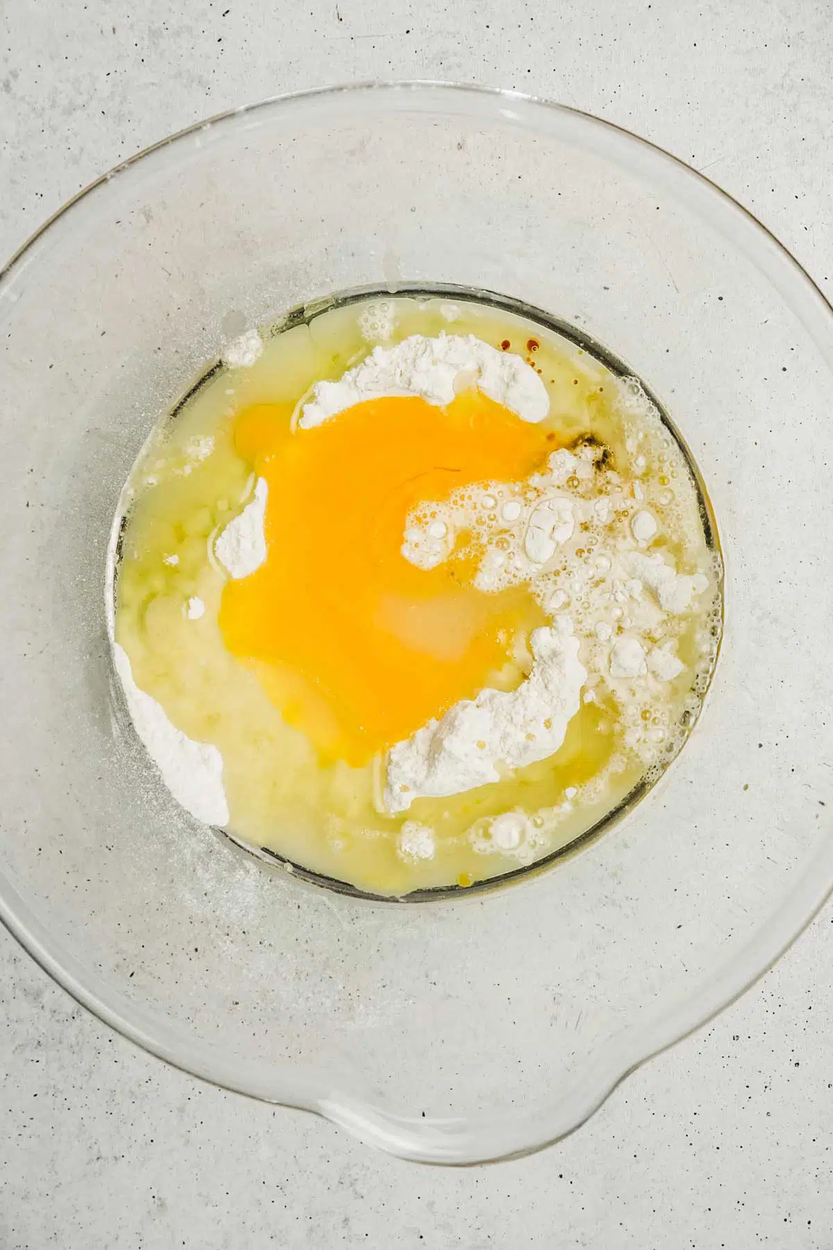 mixing bowl with egg mixture