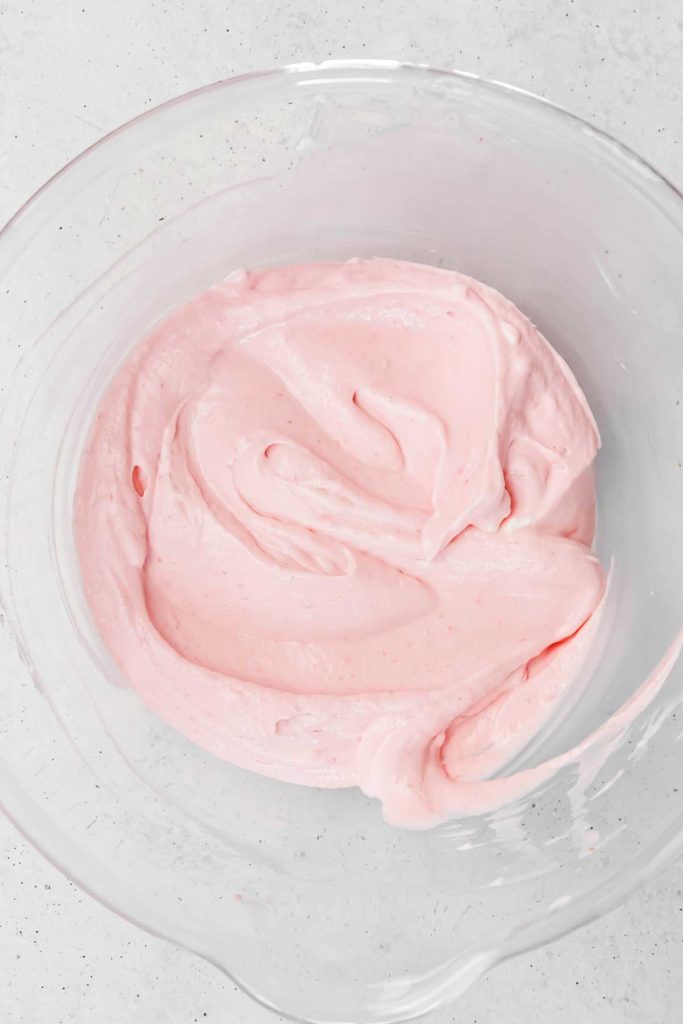 Large bowl with no-bake cheesecake ingredients