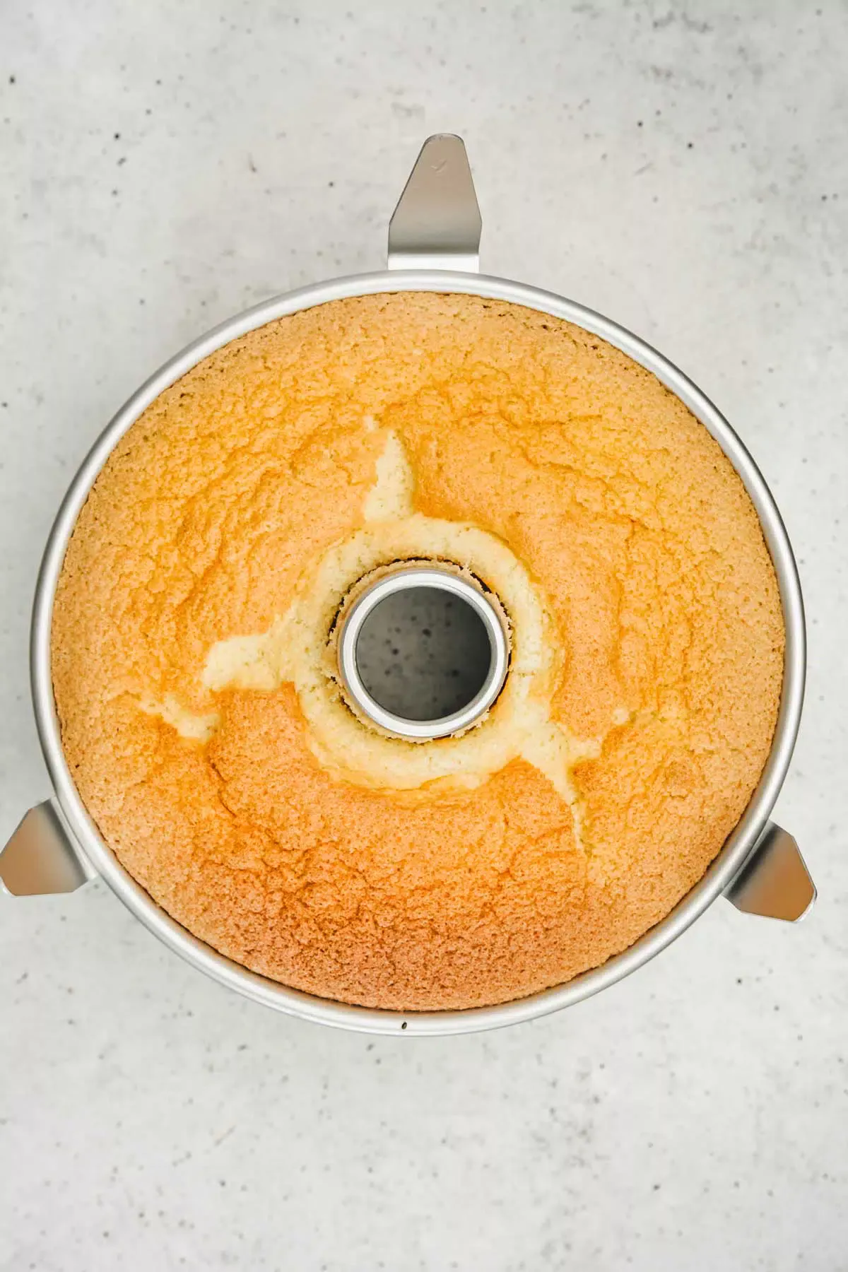 tube cake pan with baked chiffon cake