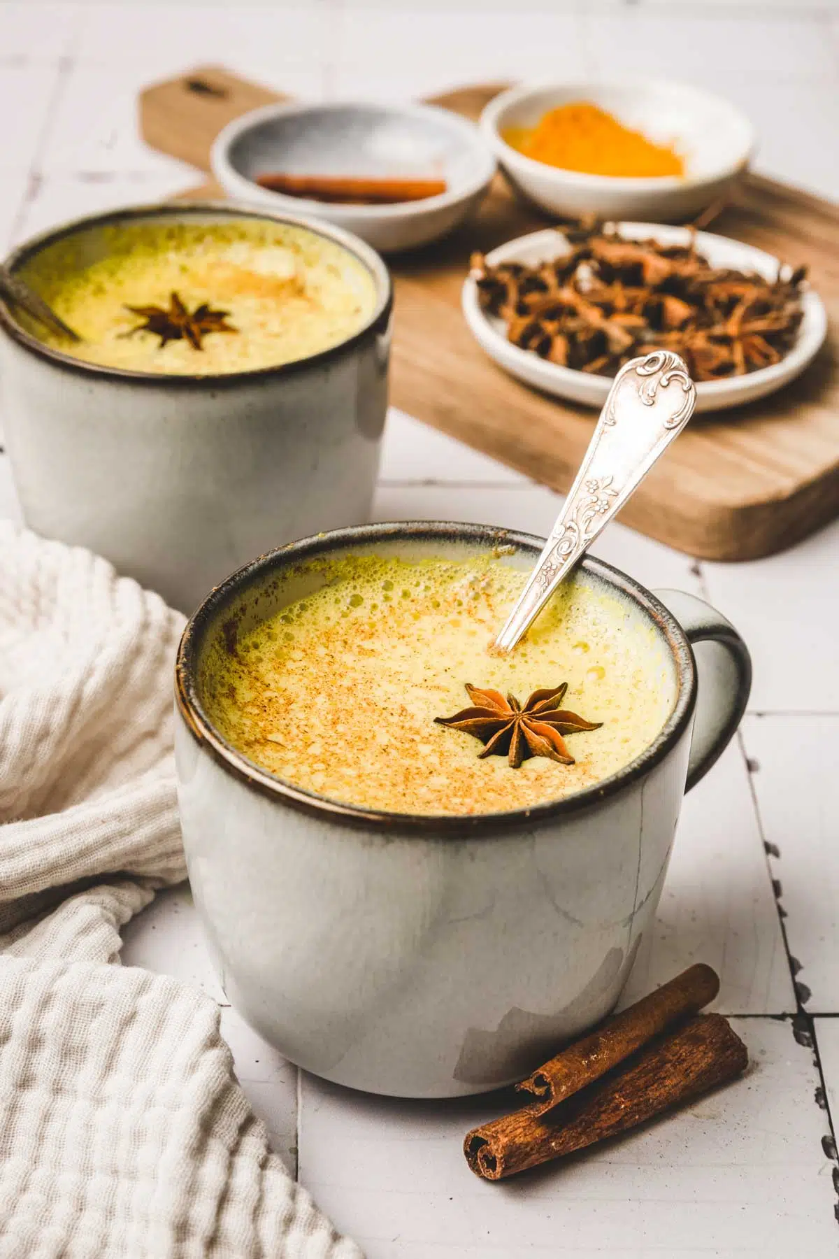 2 cups with turmeric milk and spices