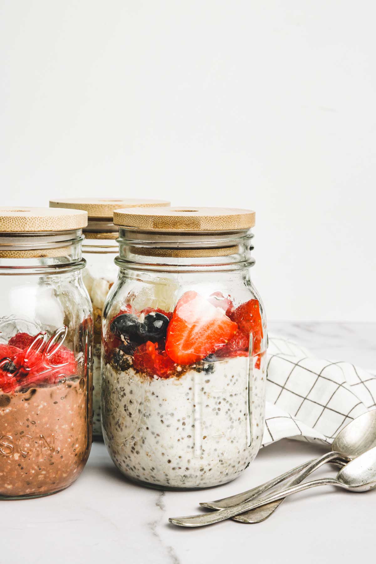 jar with overnight oat porridge